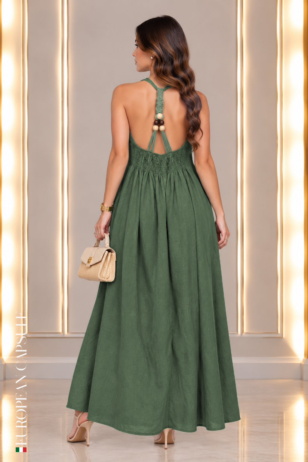 Florencia Italian Linen Dress - Green