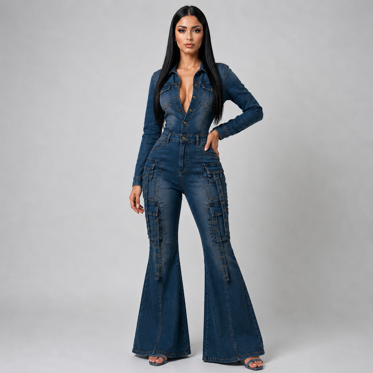 Looking Pretty Jumpsuit - Dark Wash