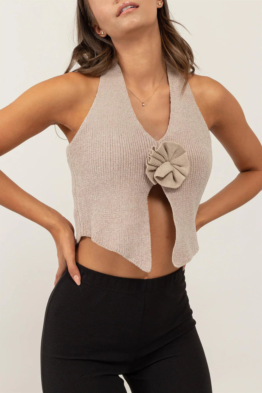 Watch Me Move Crop Top - Taupe