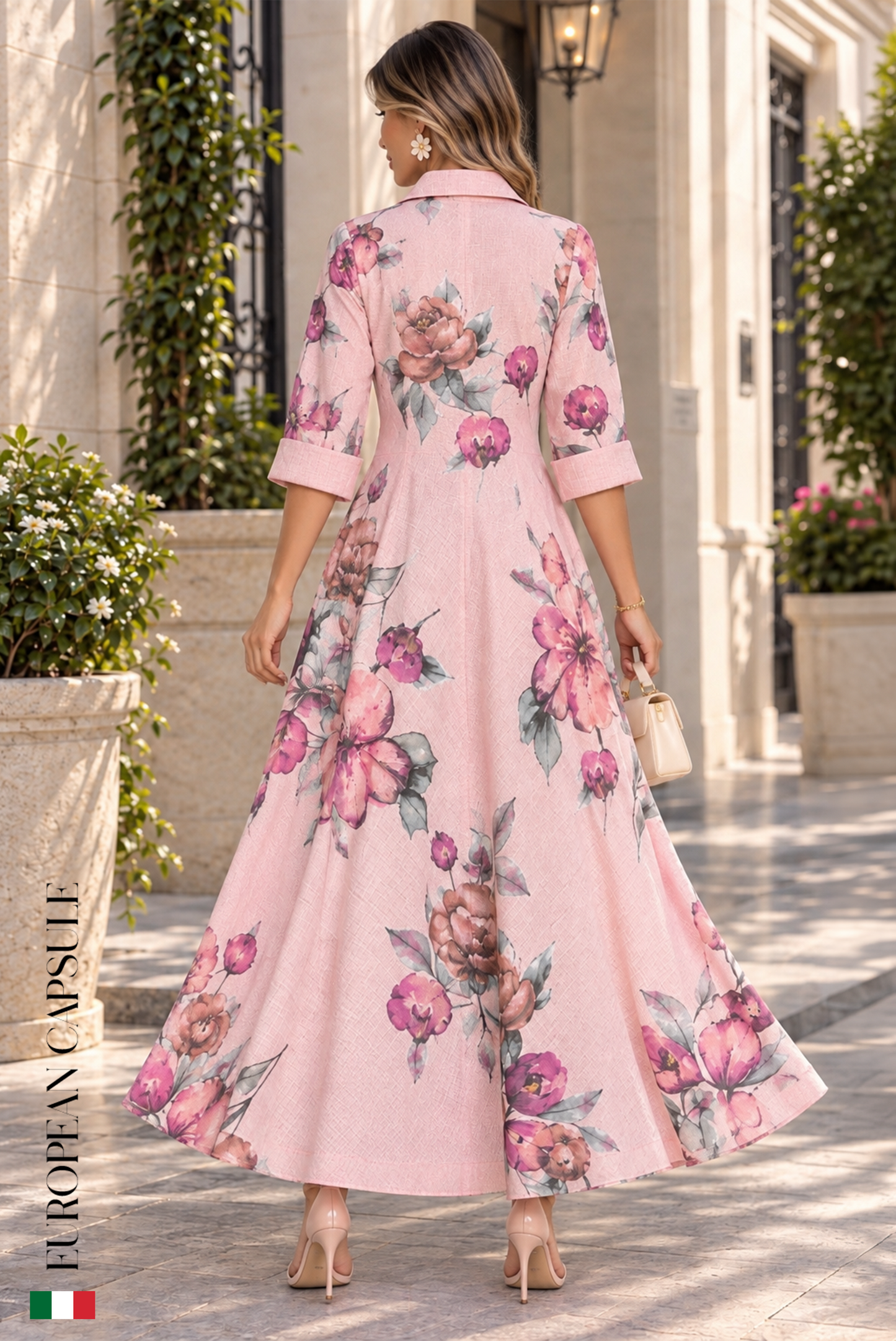 Perugia Italian Linen Dress - Pink