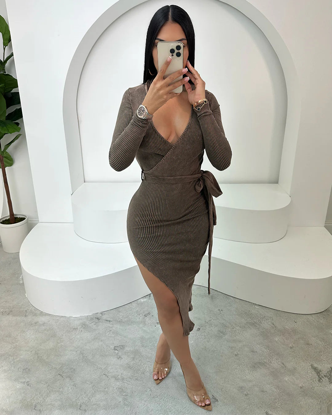 Just Me Midi Dress - Brown