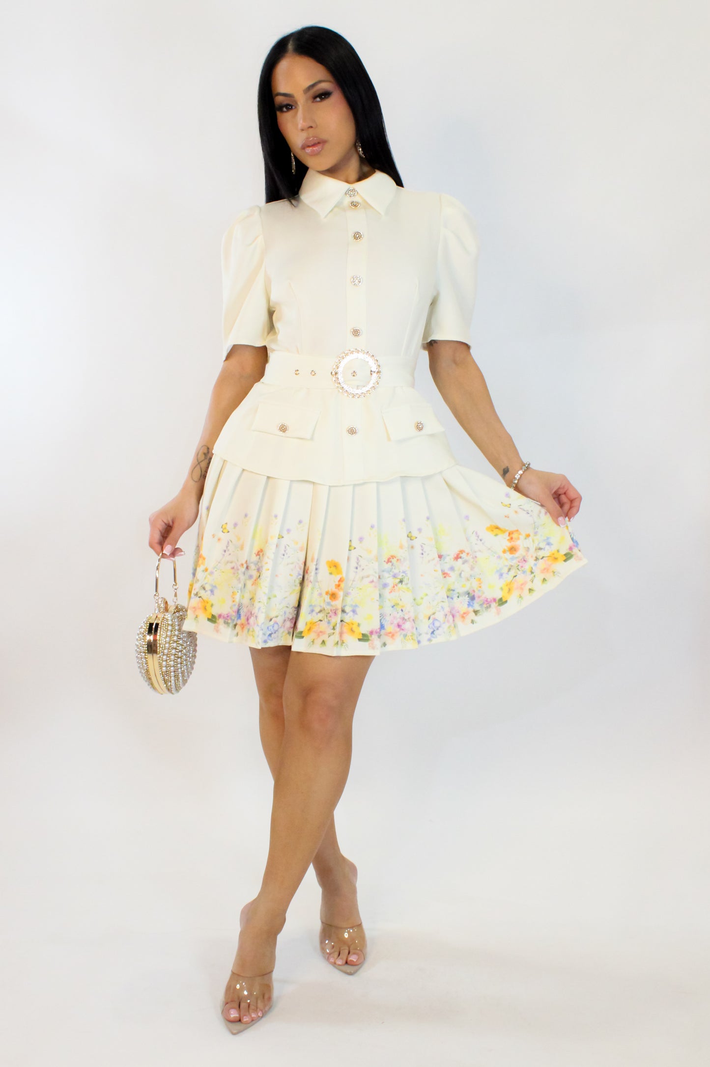 Lost In Time Midi Dress - Cream