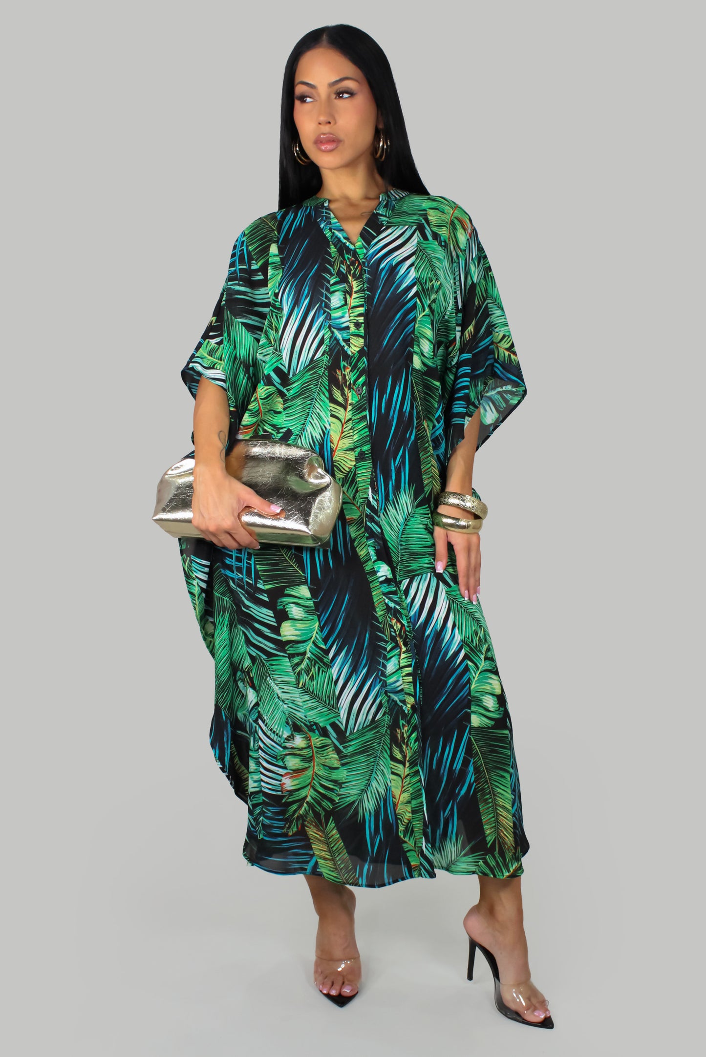 Palms Inmerse Dress - Green-Multi