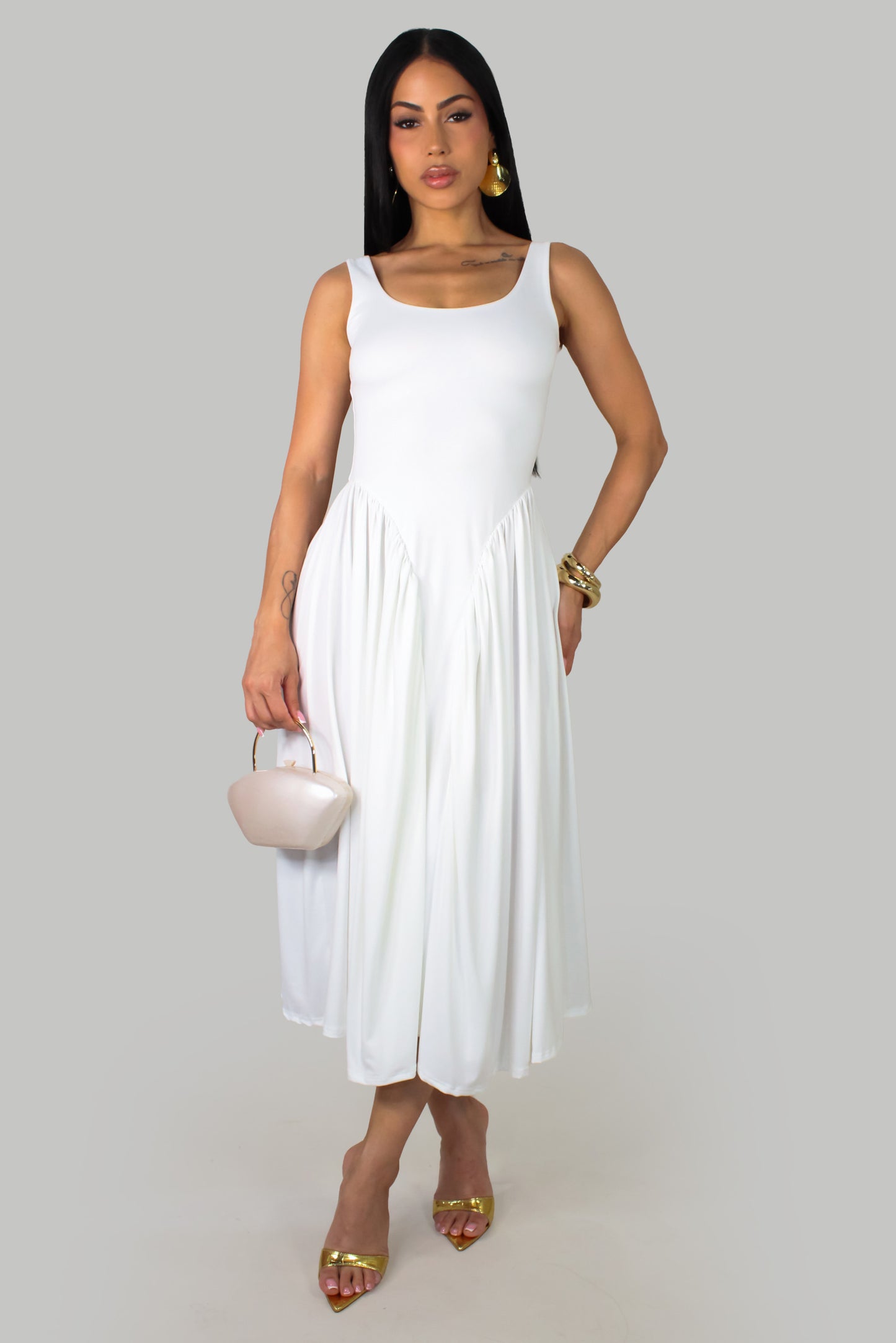 Willow Breeze Midi Dress - White