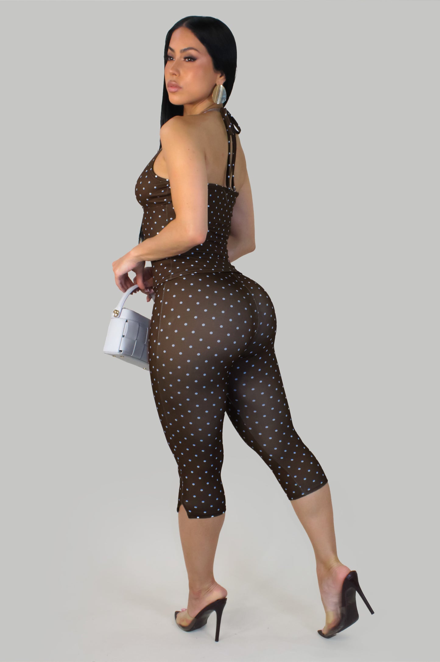 Dot Affair Pant Set - Brown