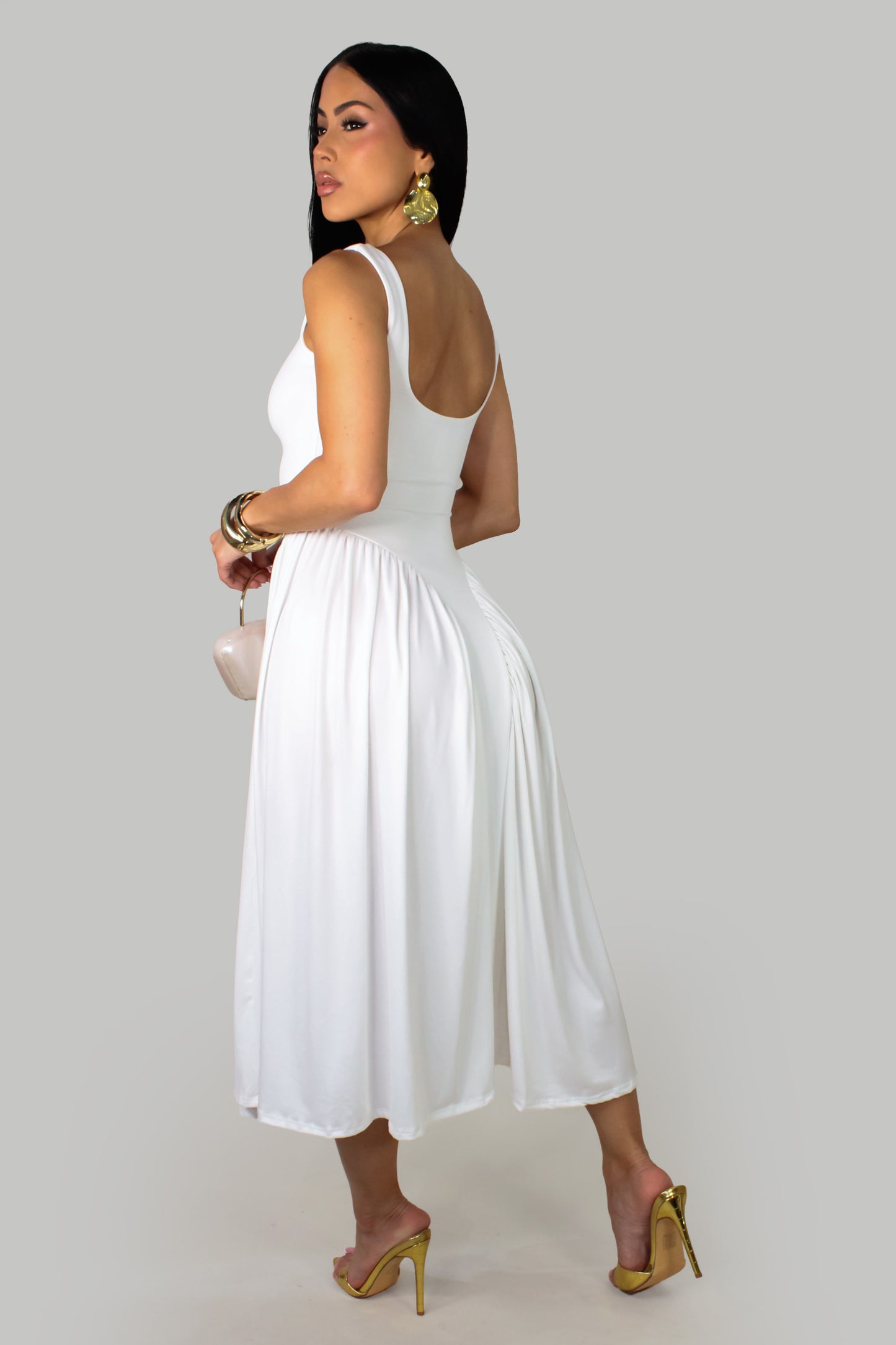 Willow Breeze Midi Dress - White