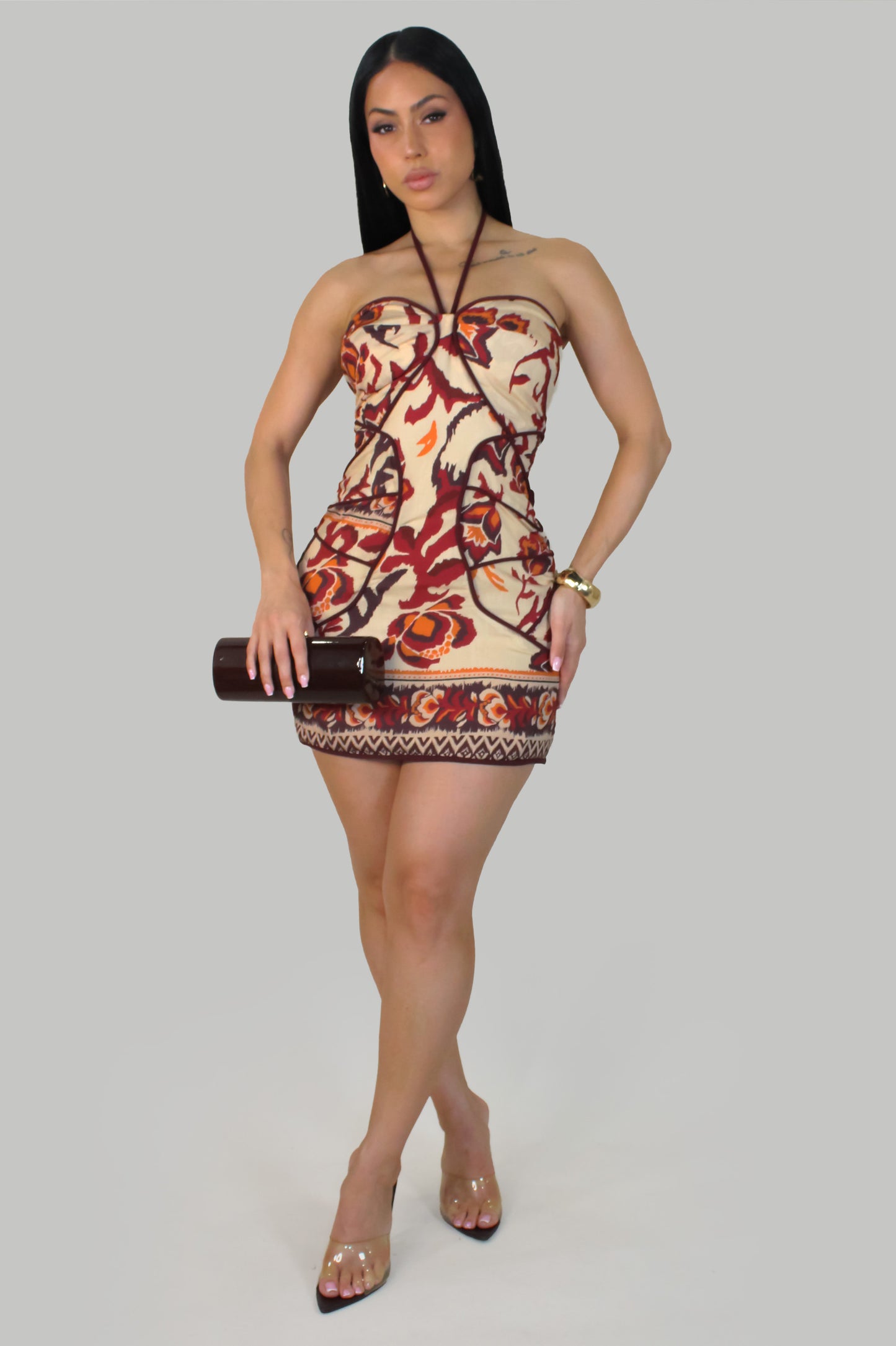 Alexa's  Dress - Red-Multi
