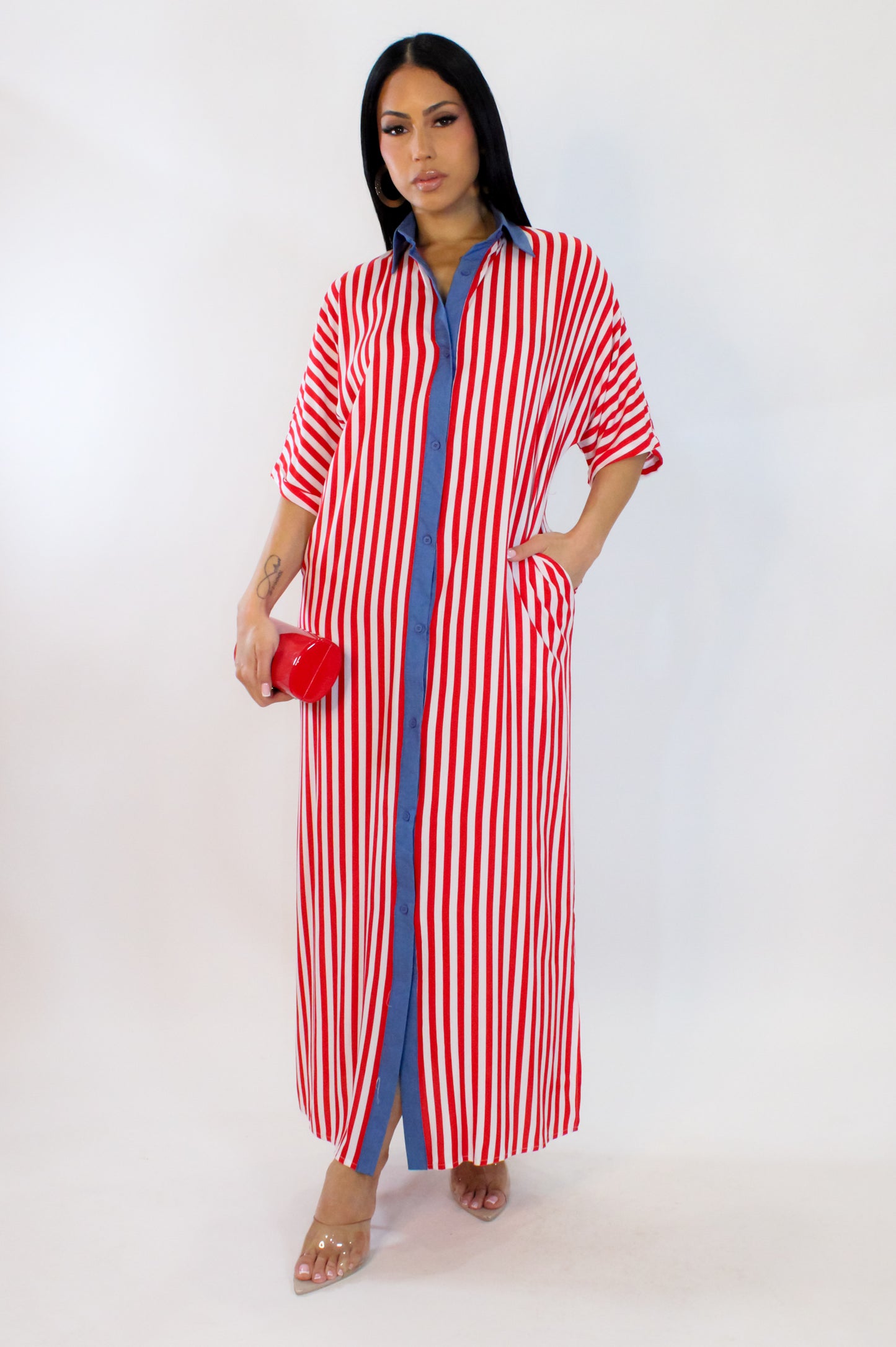 Moving On Midi Dress - Red