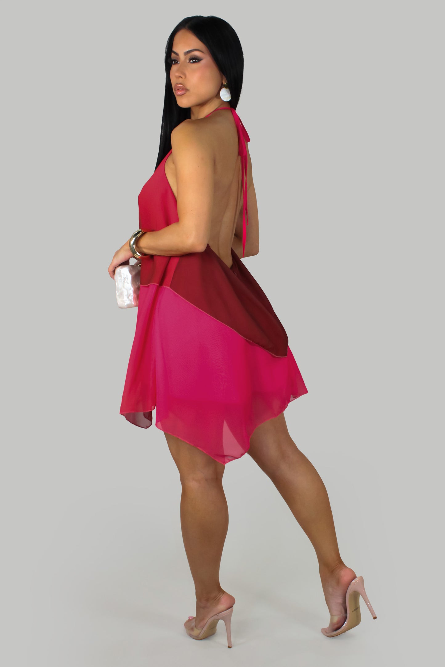 Red Bloom Mini Dress - Red