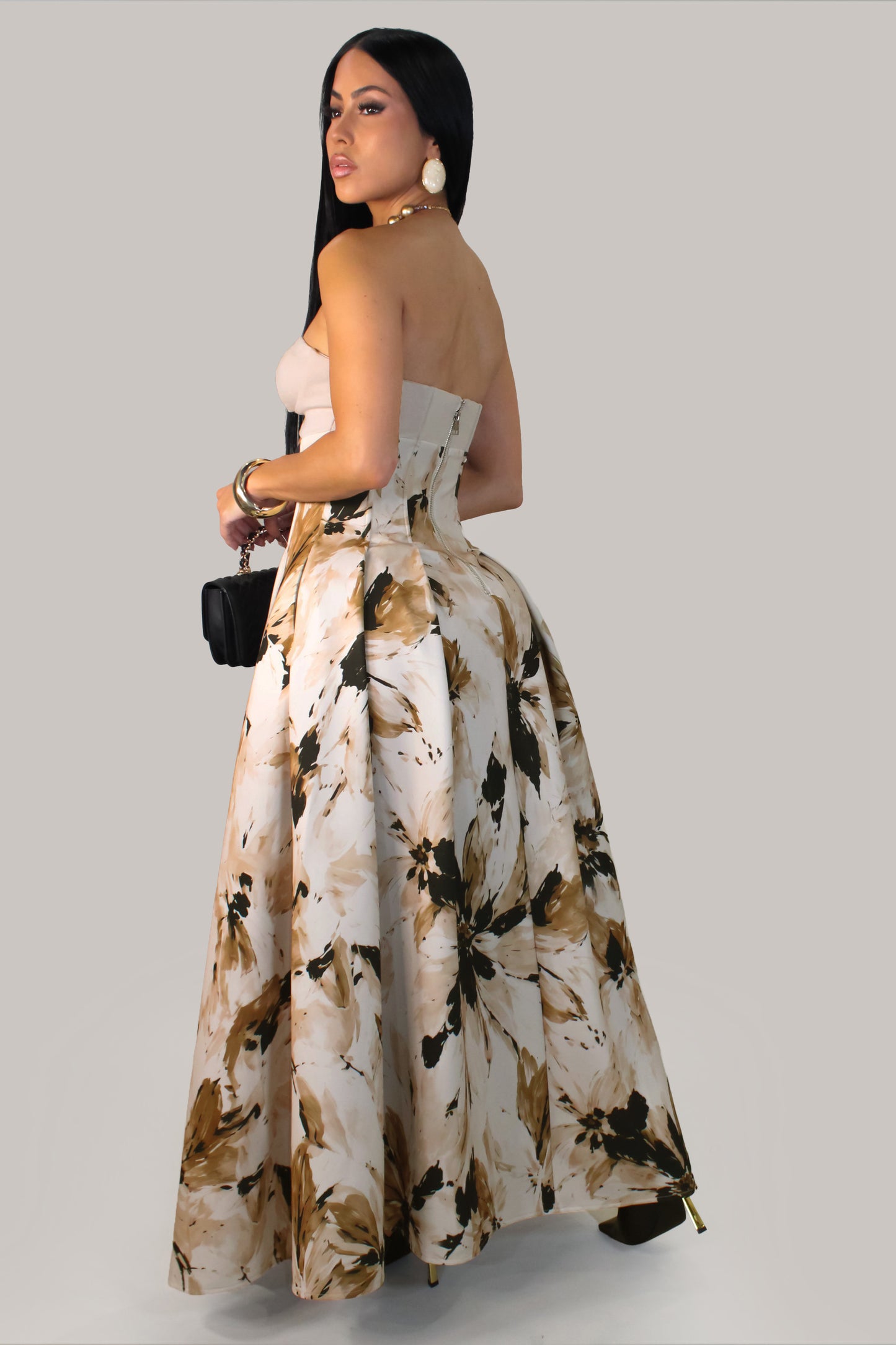Ivory Strokes Dress -Cream