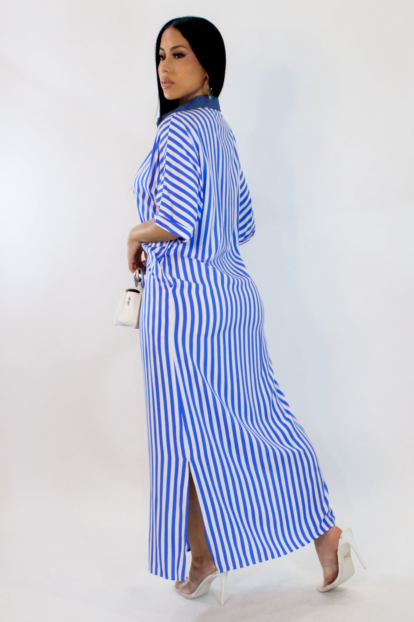 Moving On Midi Dress - Blue
