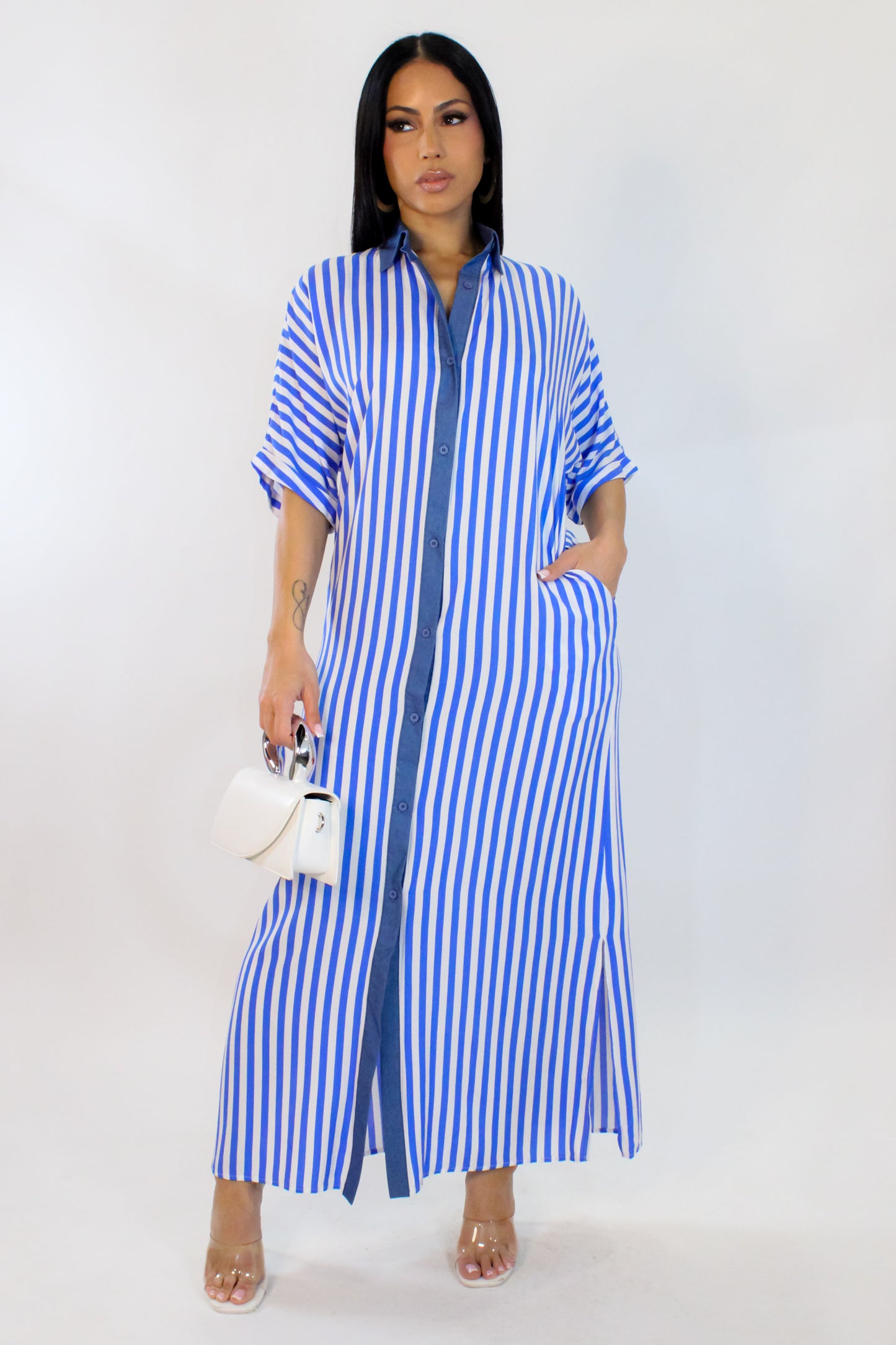Moving On Midi Dress - Blue