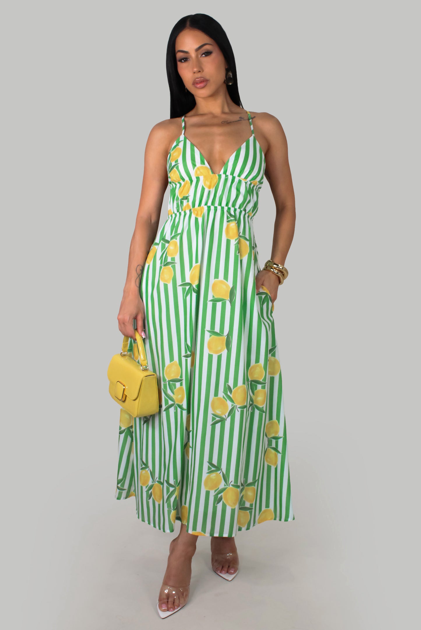 Citrus Escape Maxi Dress - Lemon