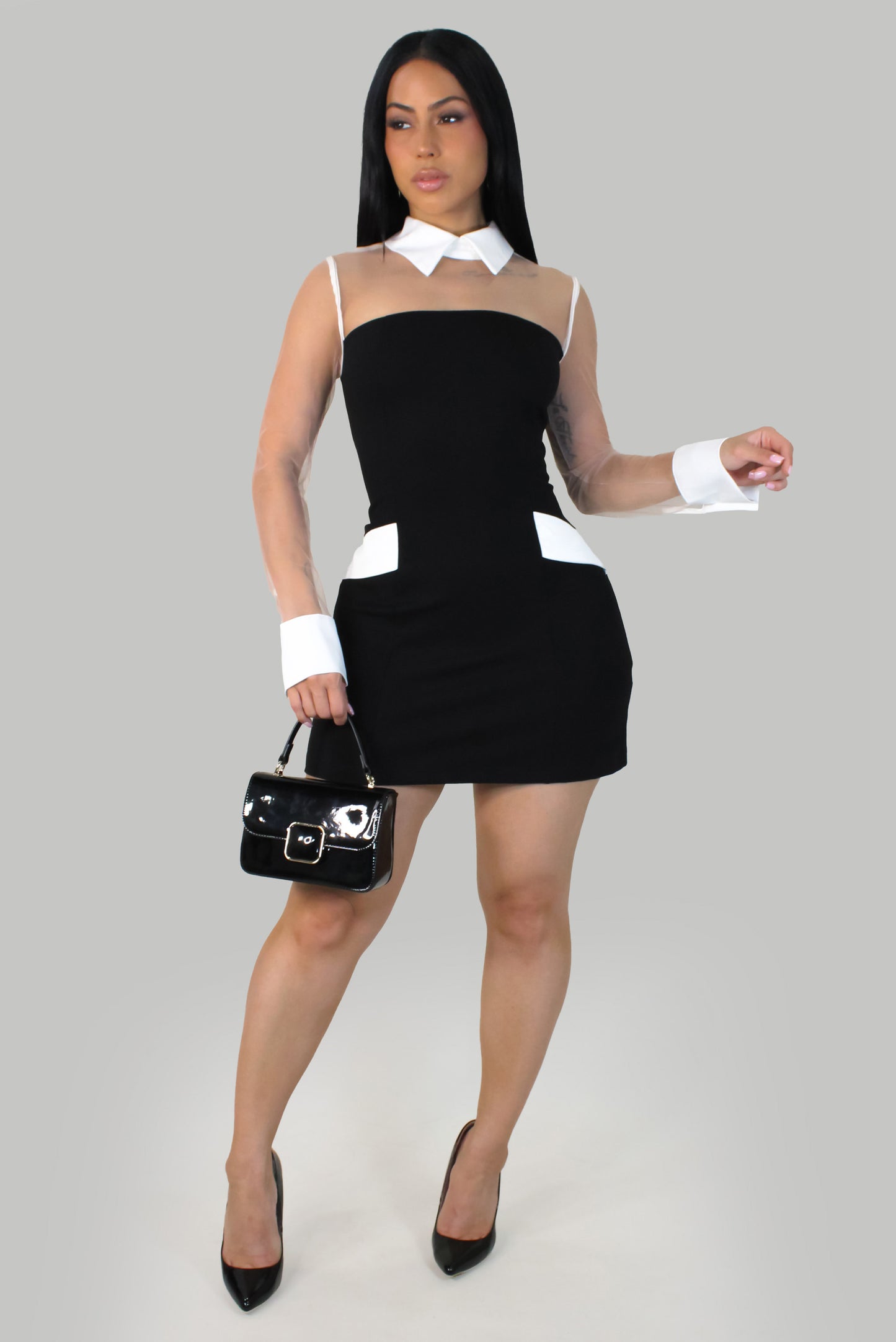 Modern Heiress Mini Dress- Black