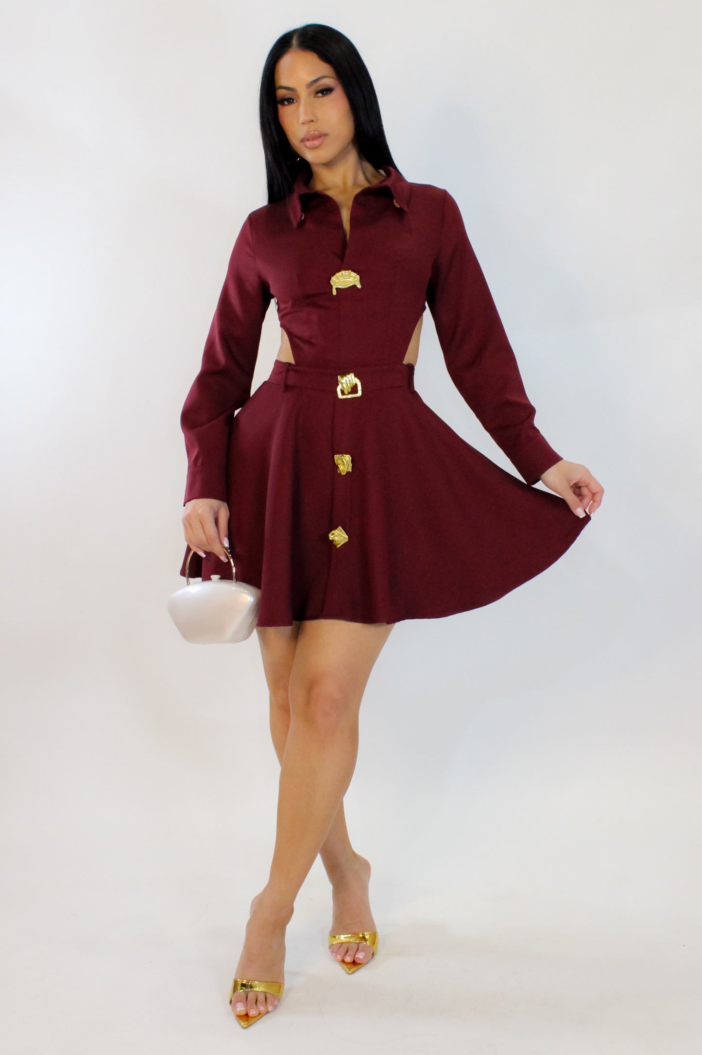 Slowing Down Mini Dress - Burgundy