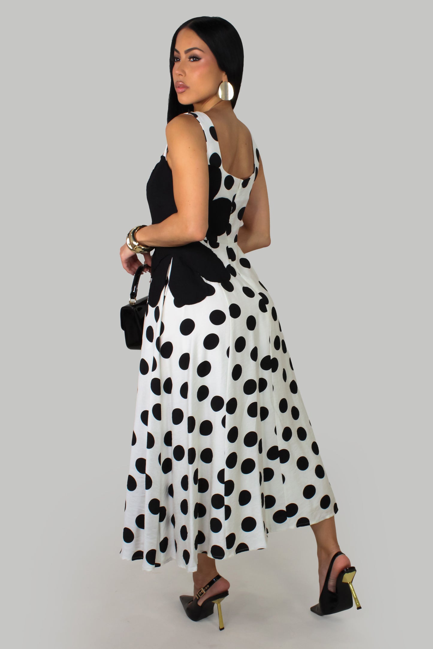 Polka Perfect  Maxi Dress - Black