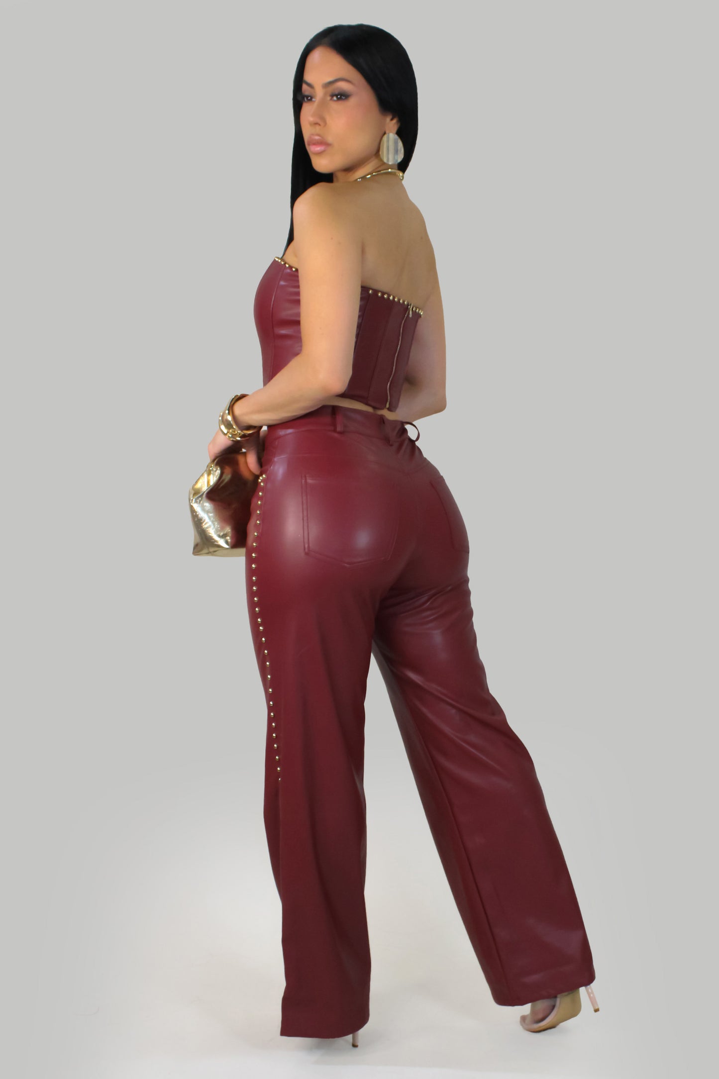 Bordeaux Luxe Pant Set - Burgundy