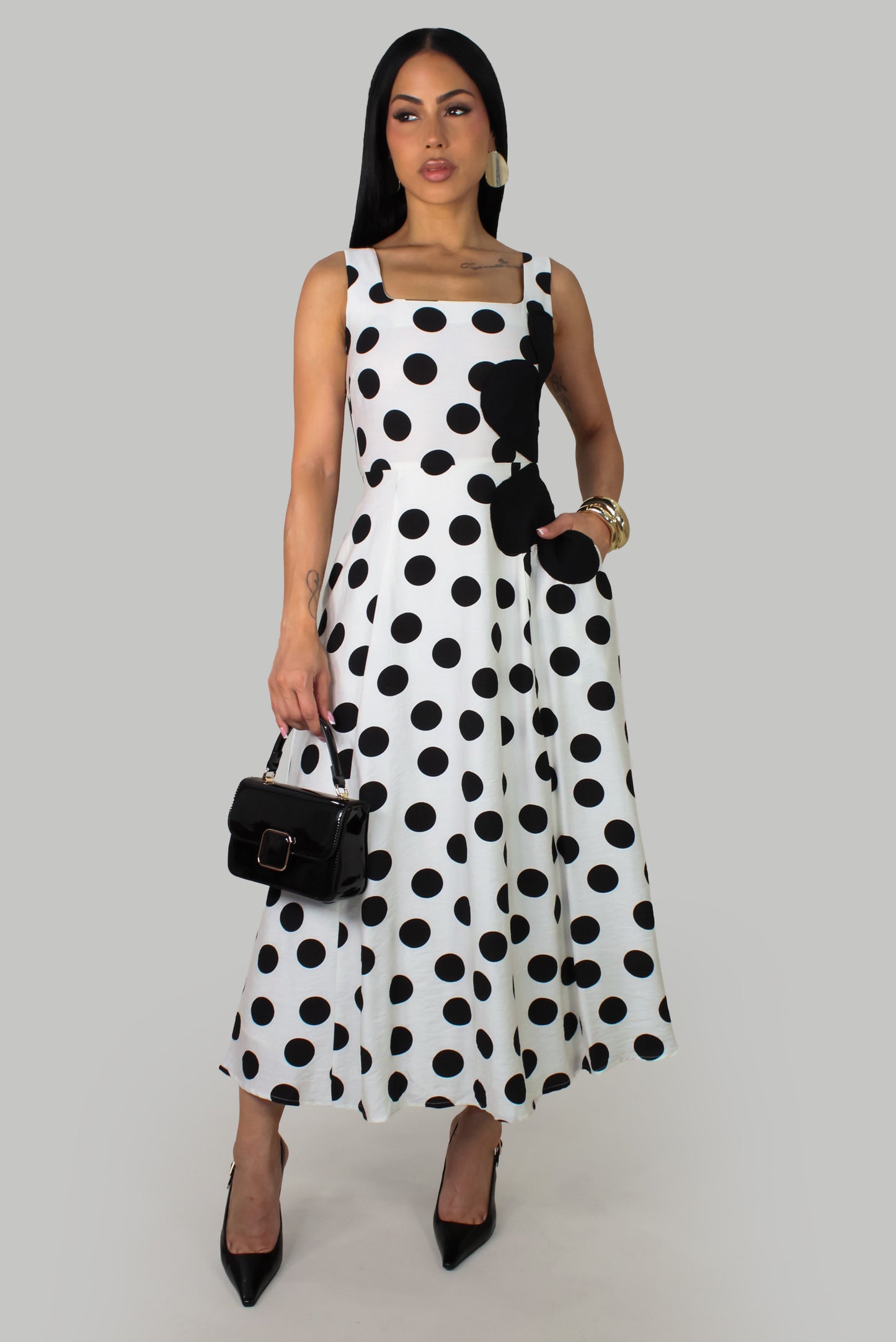 Polka Perfect  Maxi Dress - Black