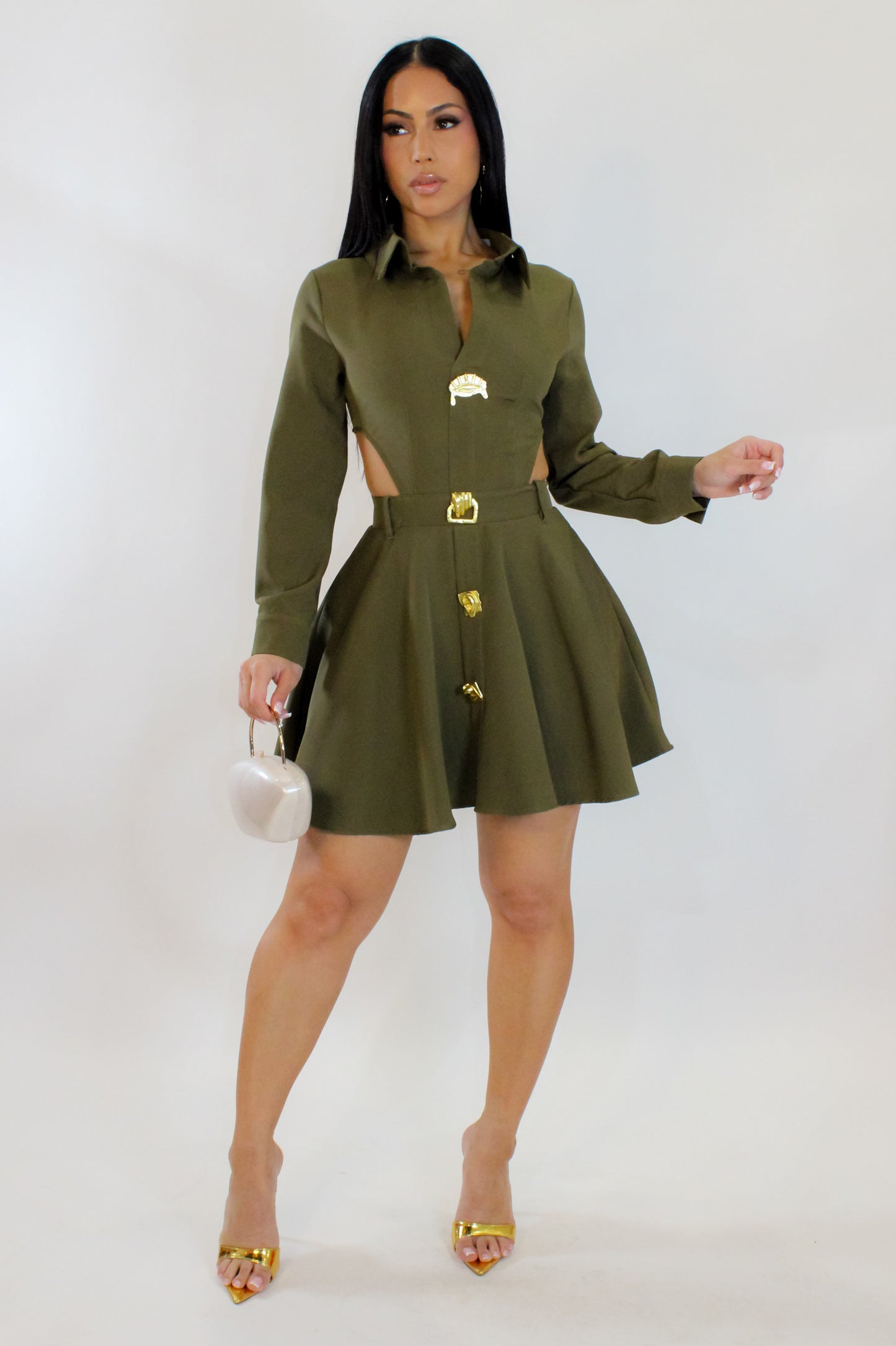 Slowing Down Mini Dress - Olive