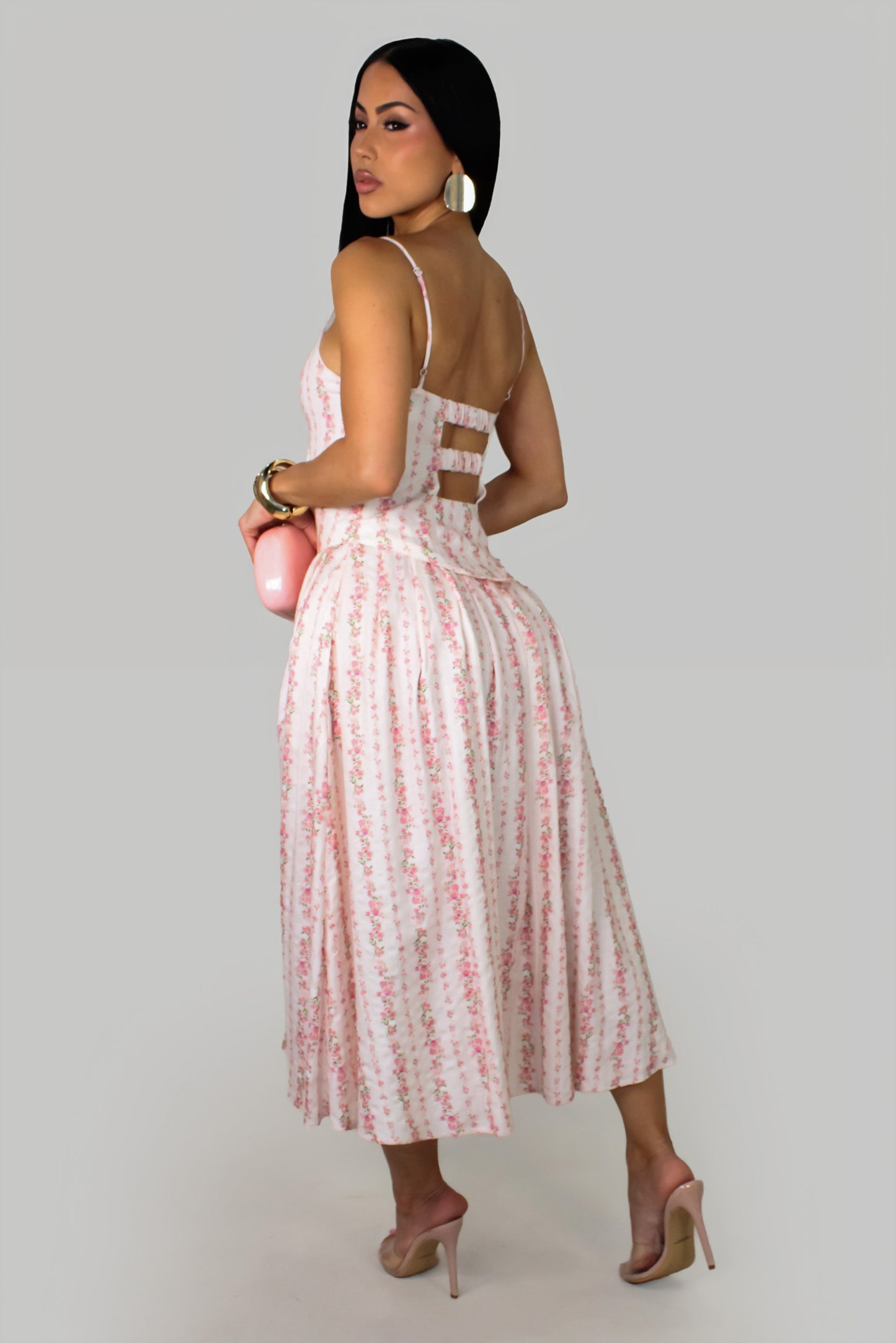 Pink Meadow Midi Dress -Pink