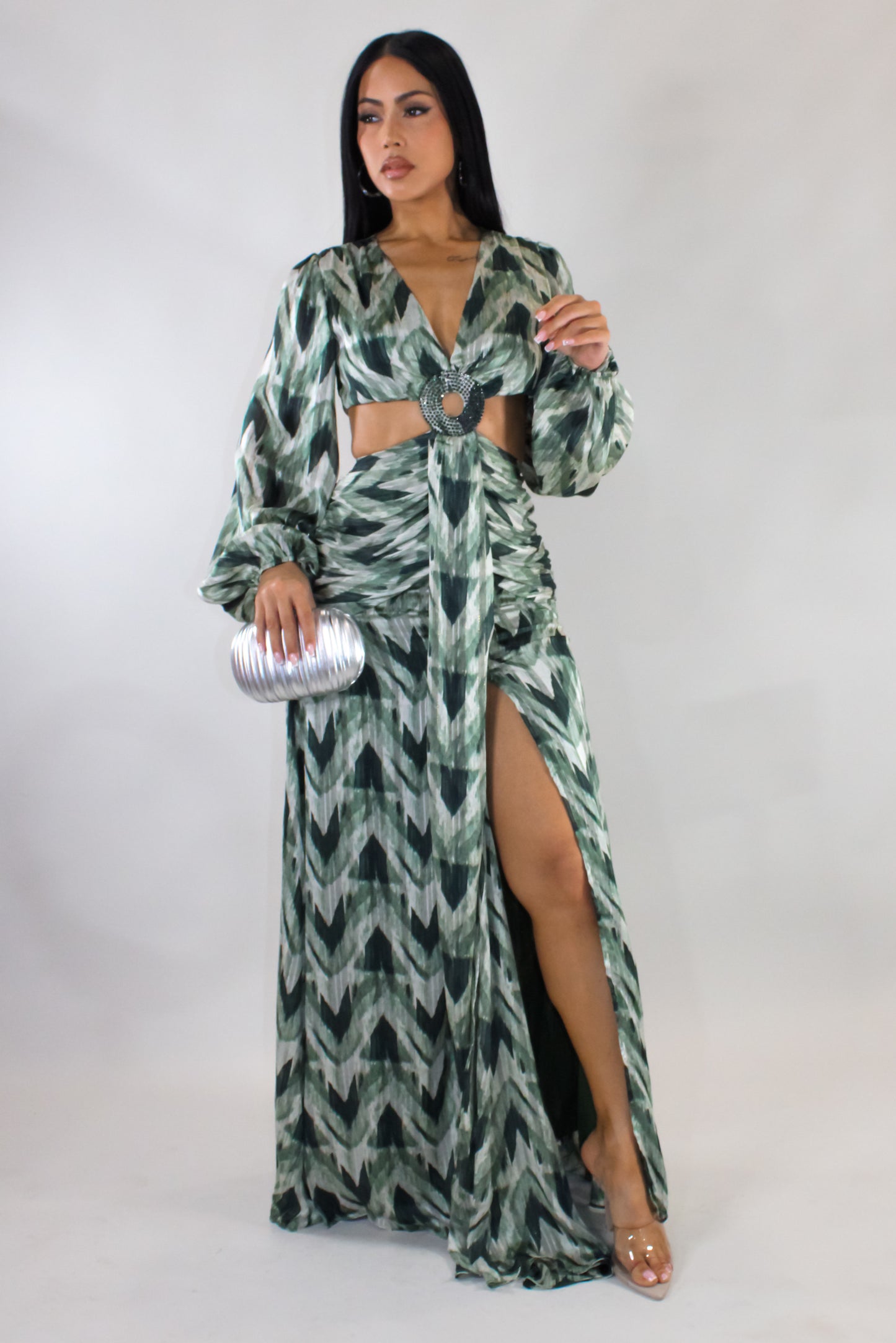 A Little Commotion Maxi Dress - Green