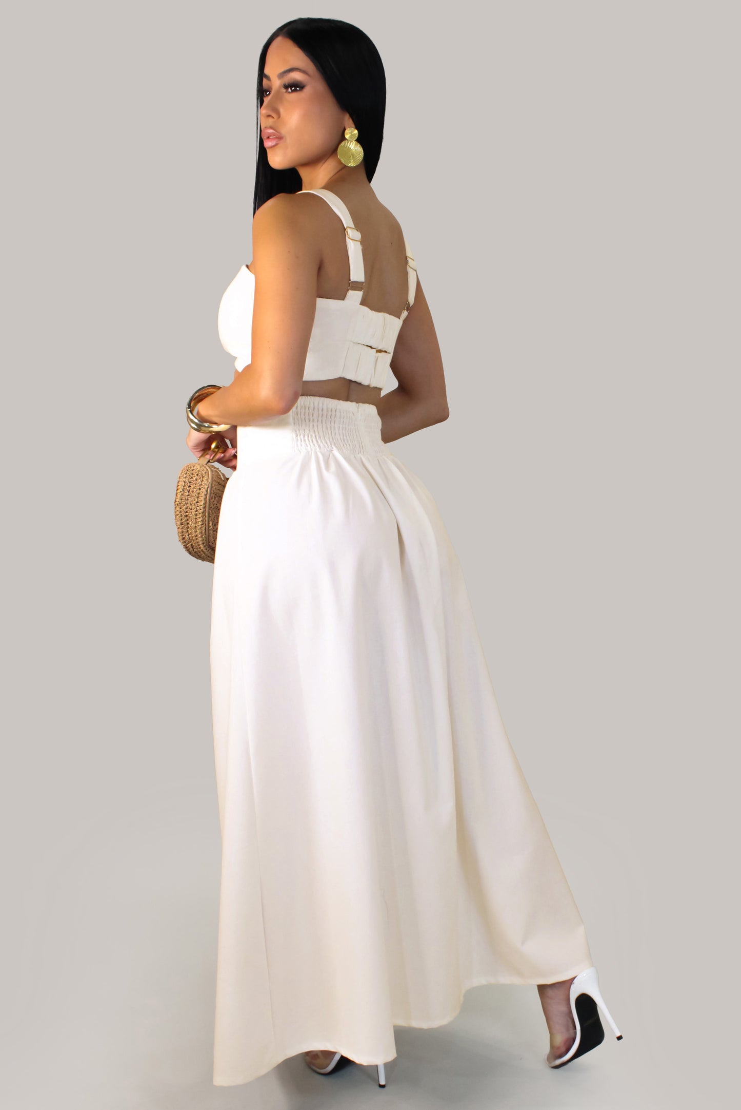 Bow Amour Skirt Set- White