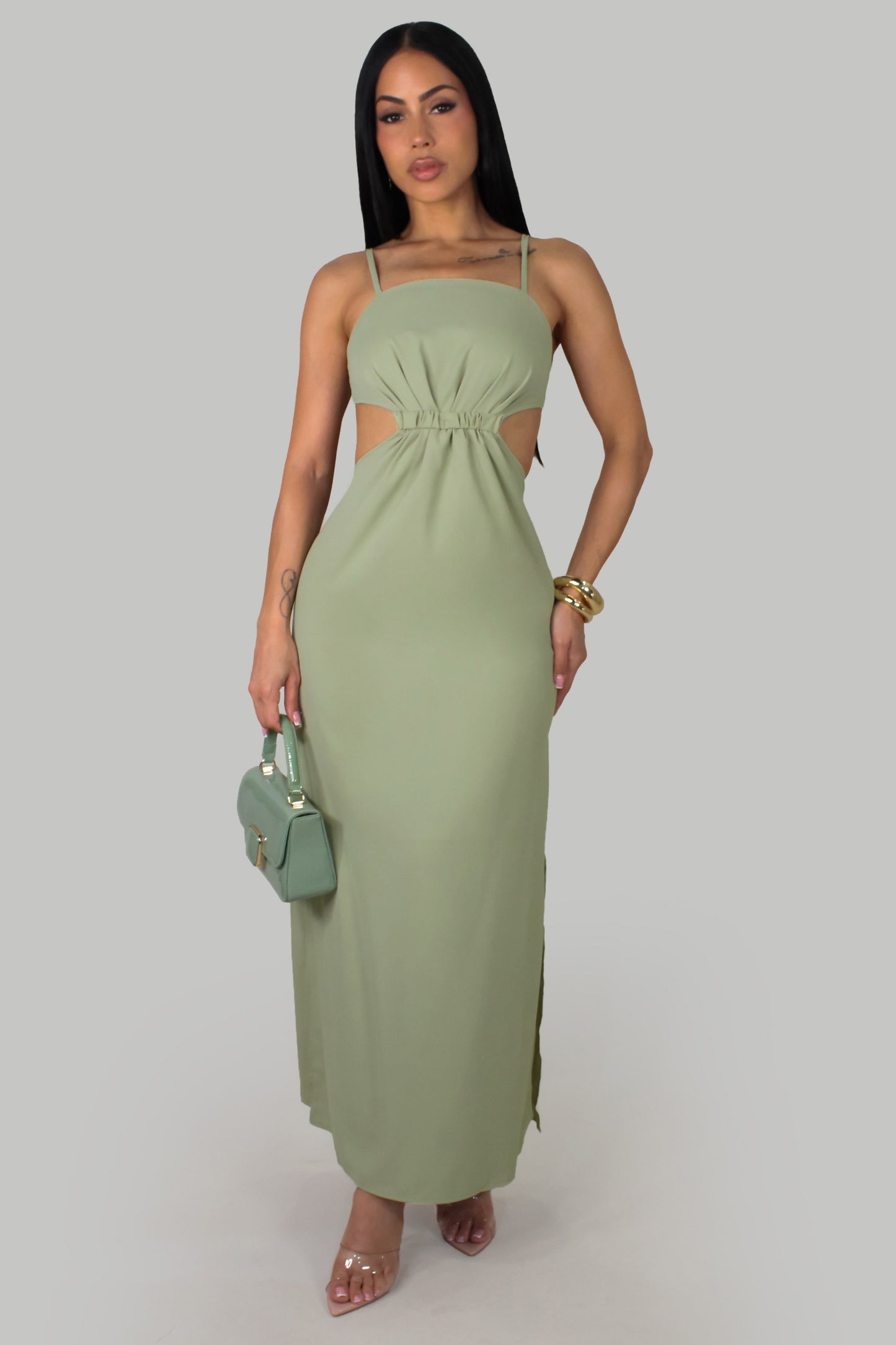 Amaya's  Maxi Dress -Olive