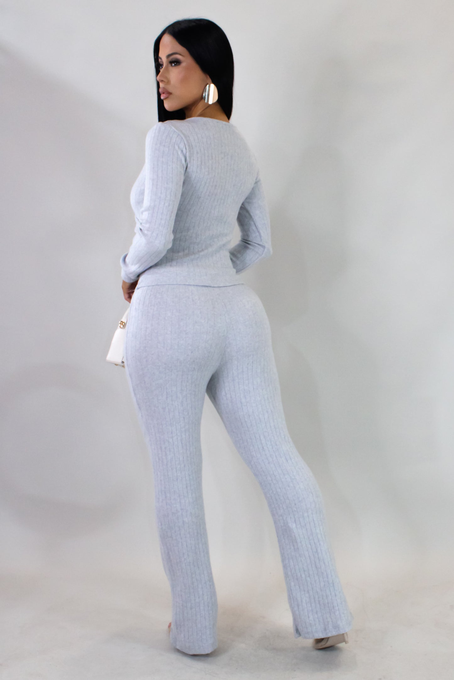 Tell Me About It Pant Set - Grey