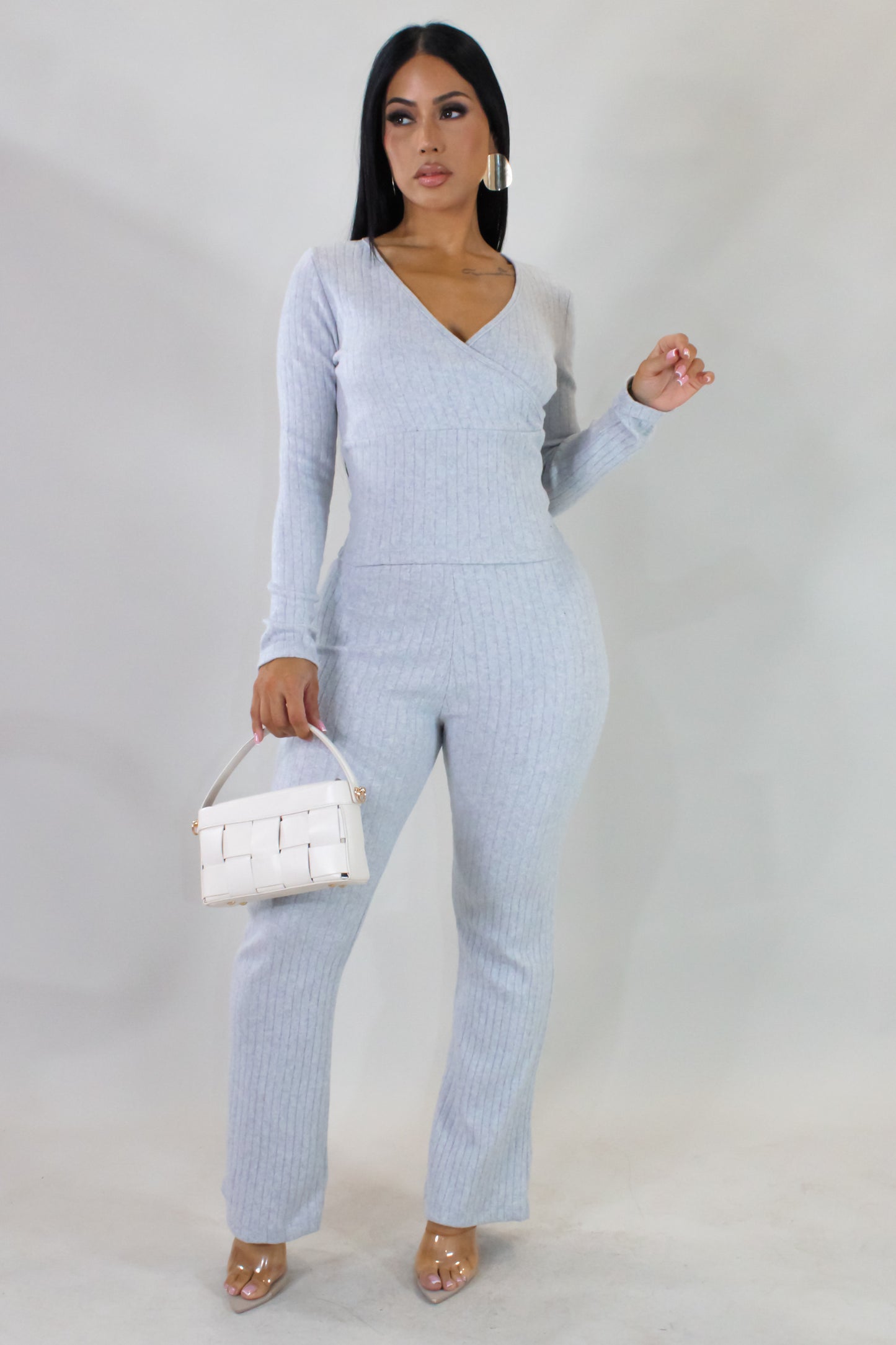 Tell Me About It Pant Set - Grey