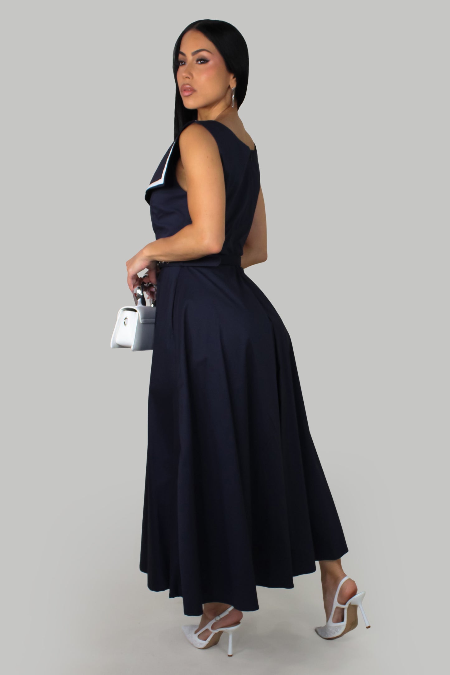 Classic Voyage Midi Dress -Navy