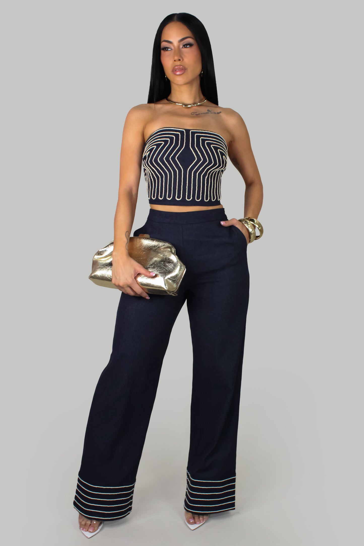 Elite Lines Pant Set - Denim-Dark Wash