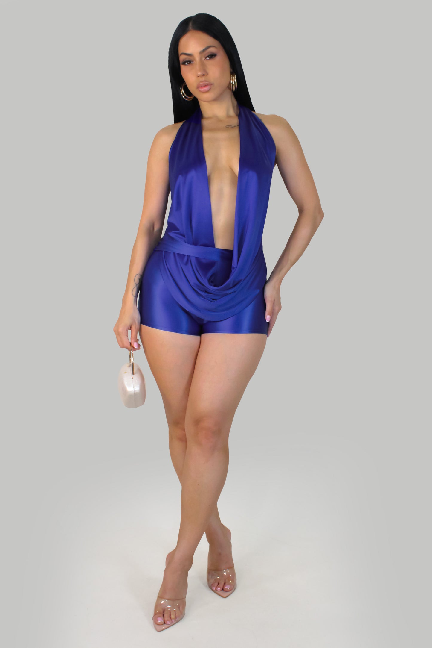 After Hours Romper -Blue