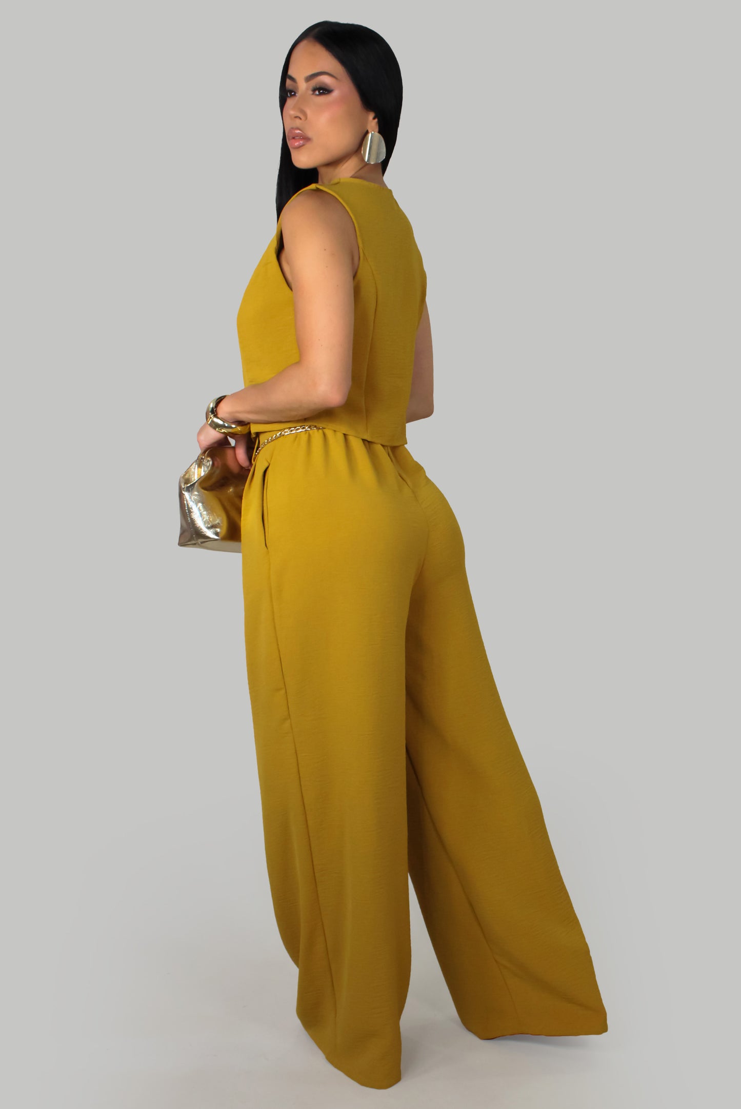 Exudes Elegance  Pant Set - Mustard