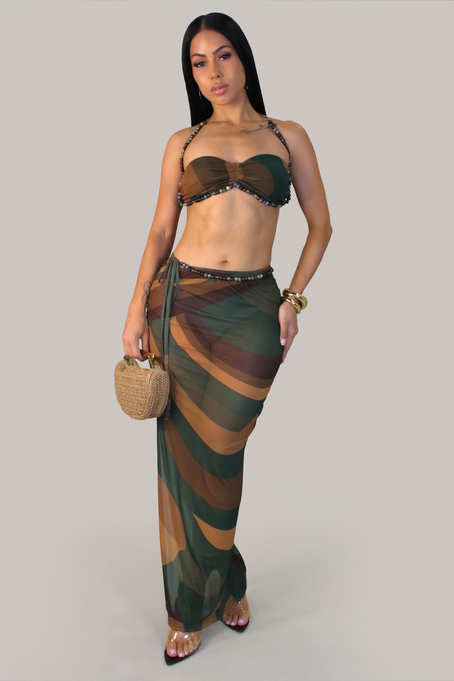 Oasis Noir Skirt Set - Olive