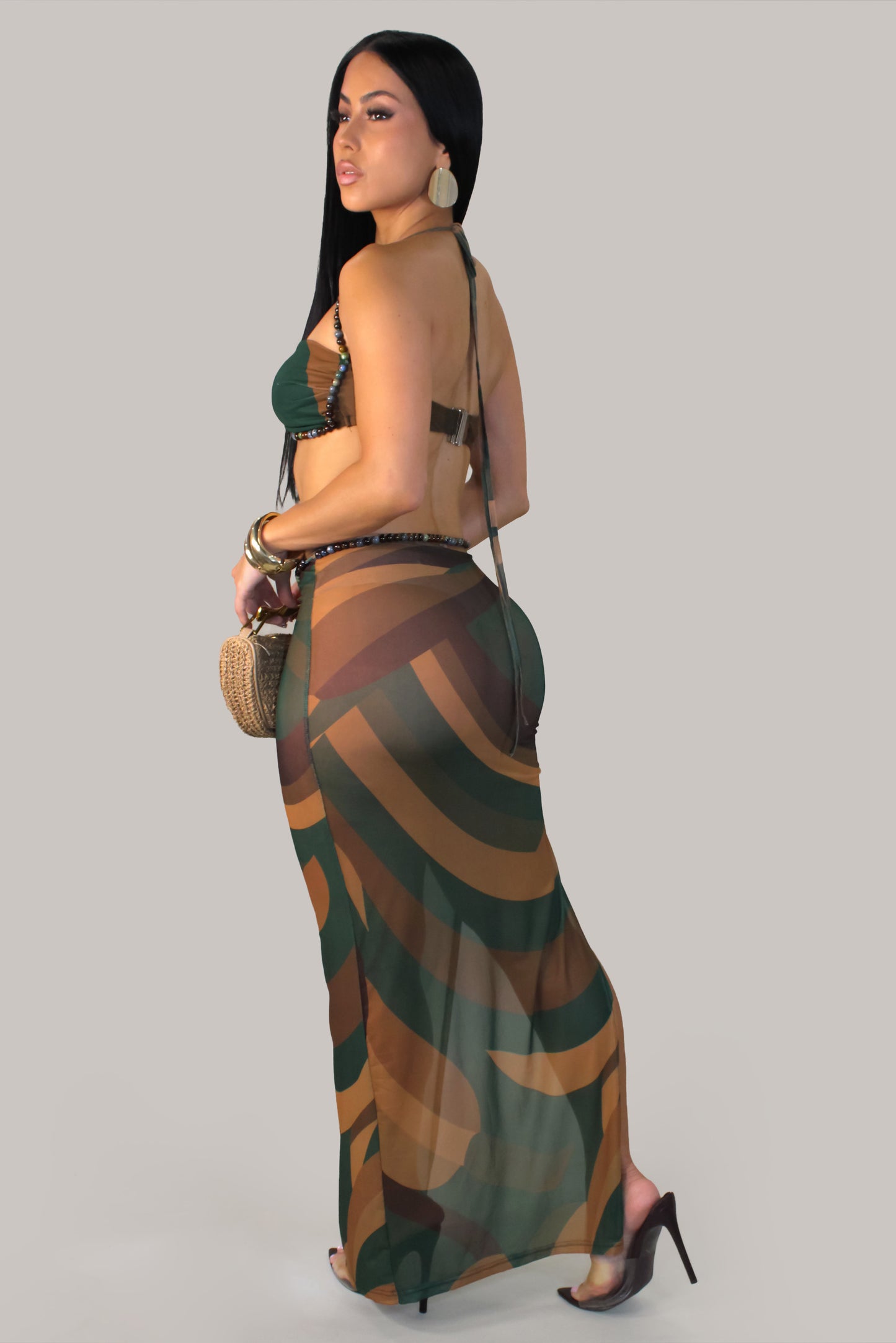 Oasis Noir Skirt Set - Olive