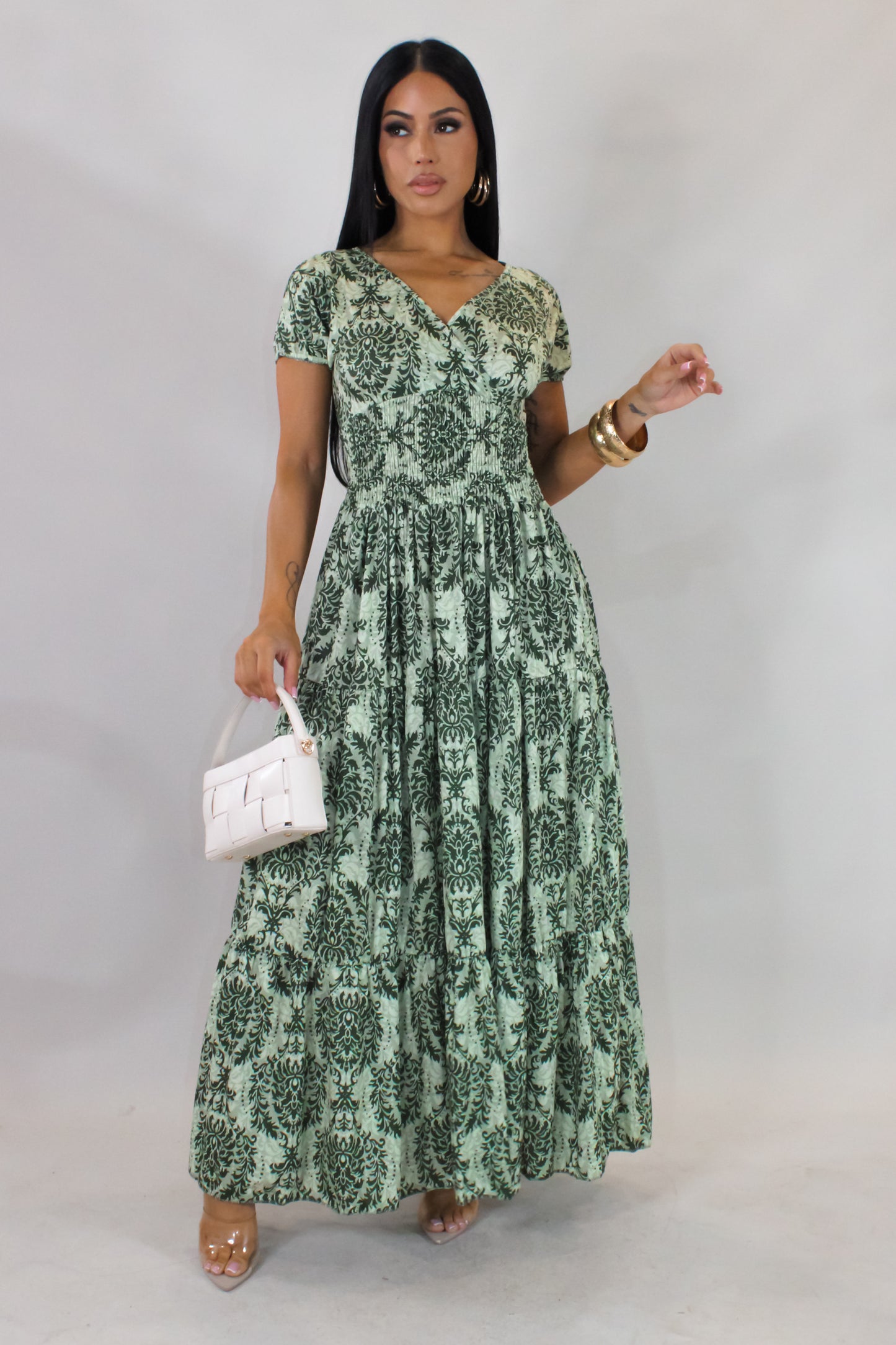 Cross My Mind Midi Dress - Green