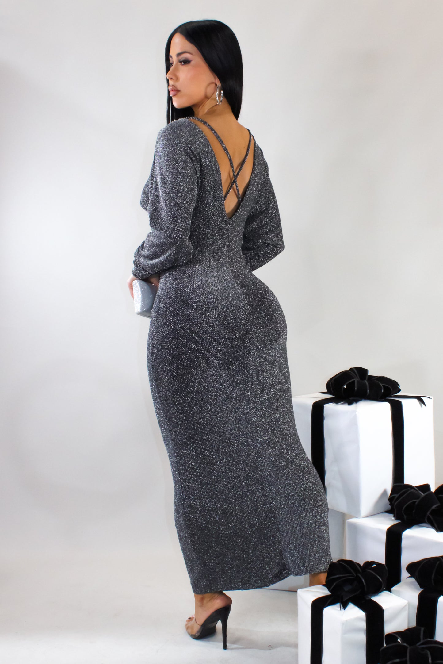 See Me In A New Light Midi Dress- Grey