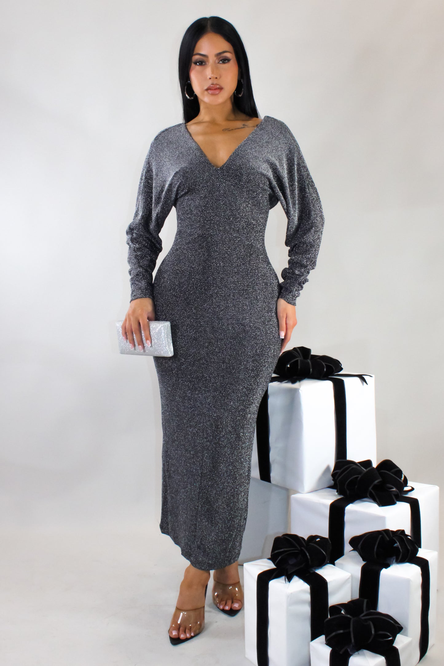 See Me In A New Light Midi Dress- Grey