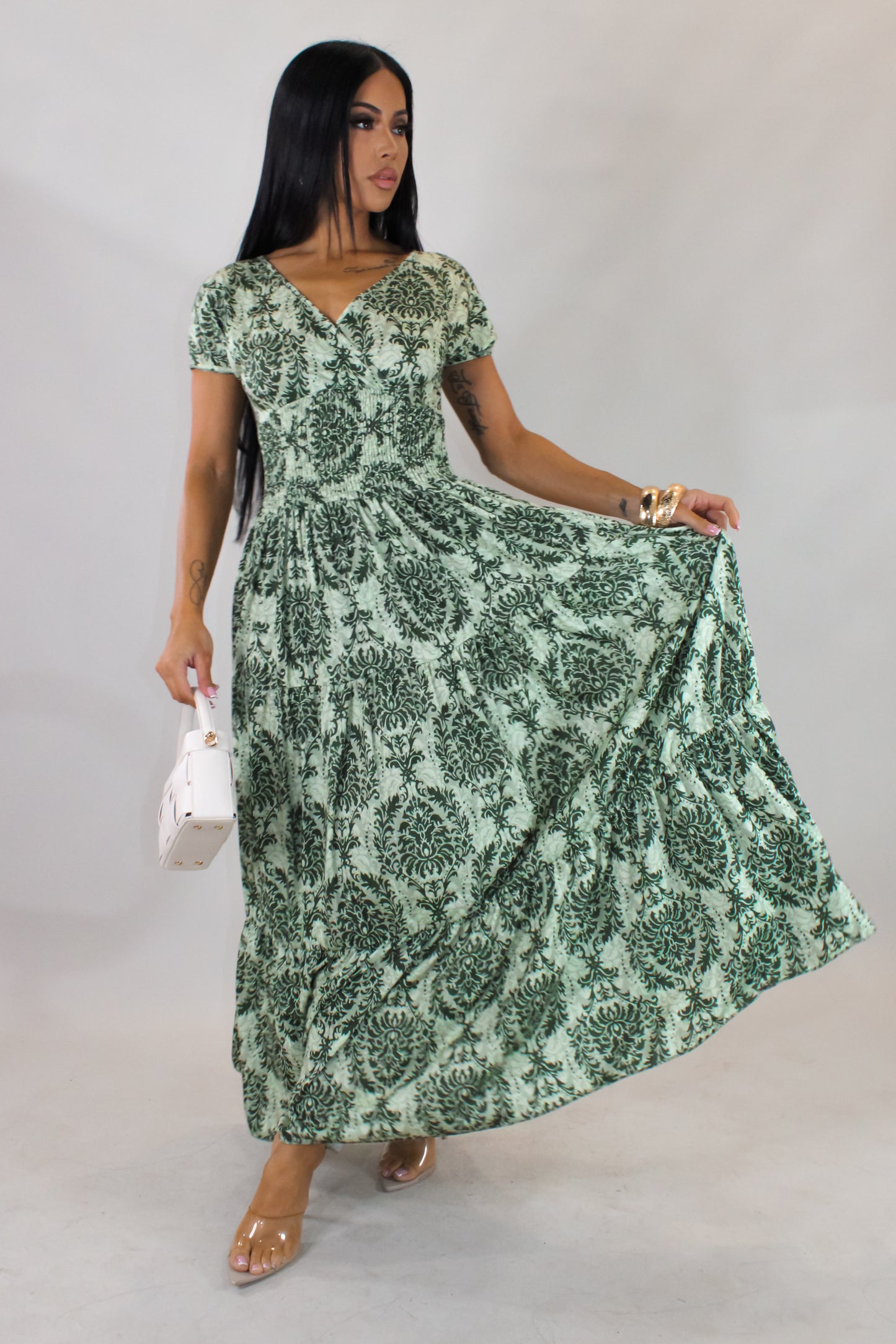 Cross My Mind Midi Dress - Green