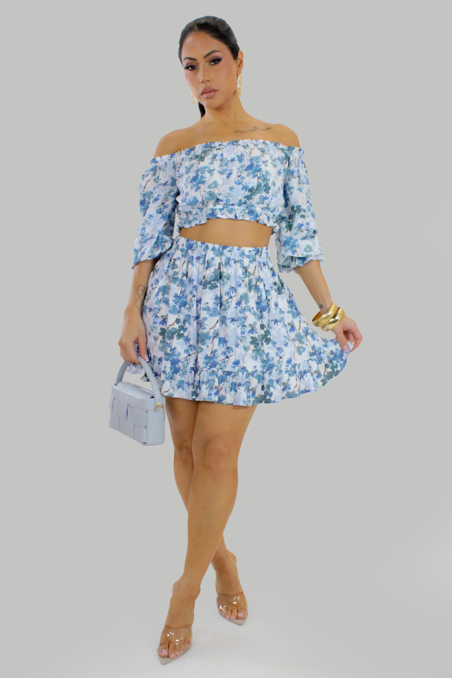 Fresh Feel Skirt Set - Blue