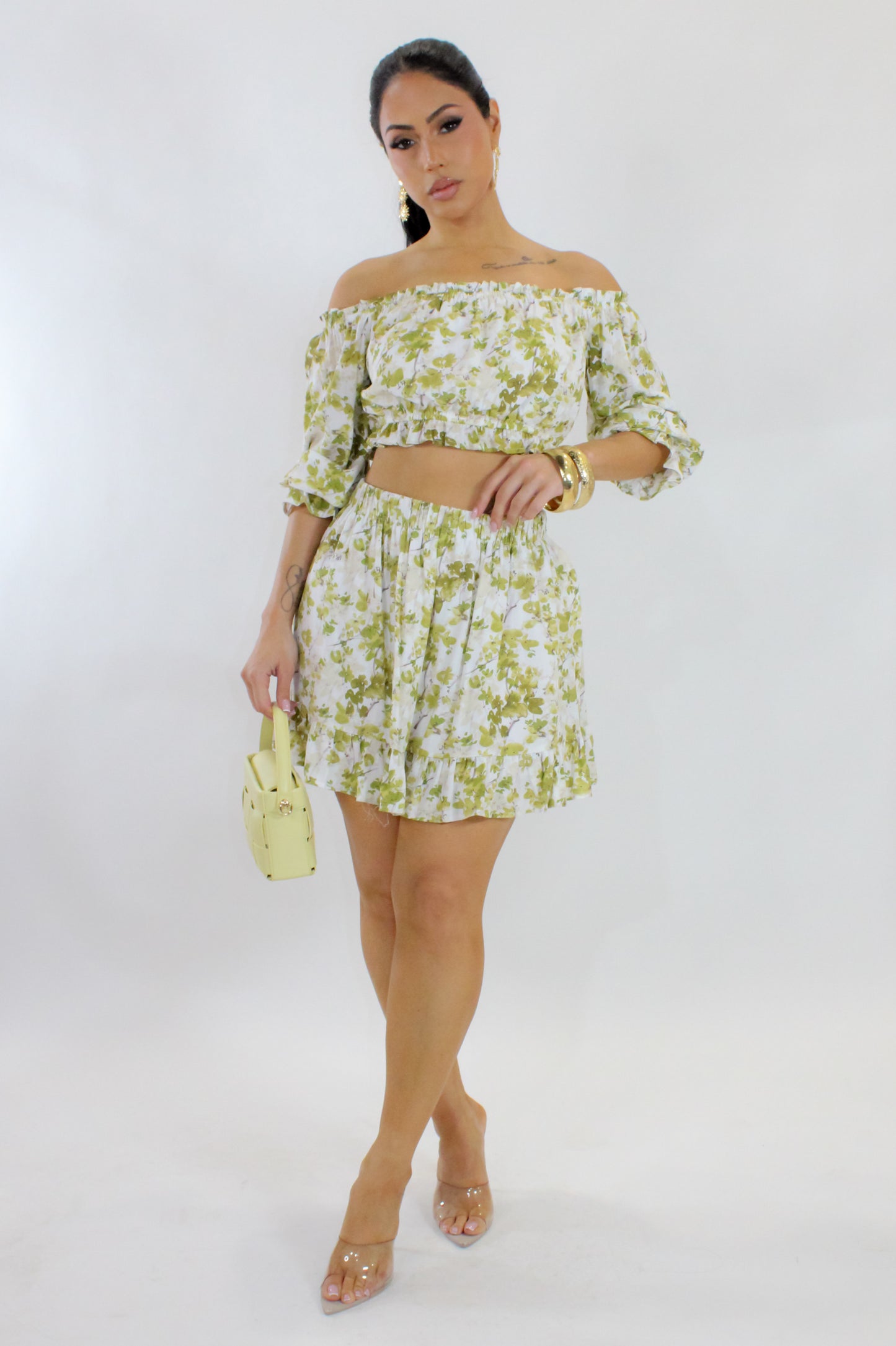 Here & Now Skirt Set - Green-Matcha