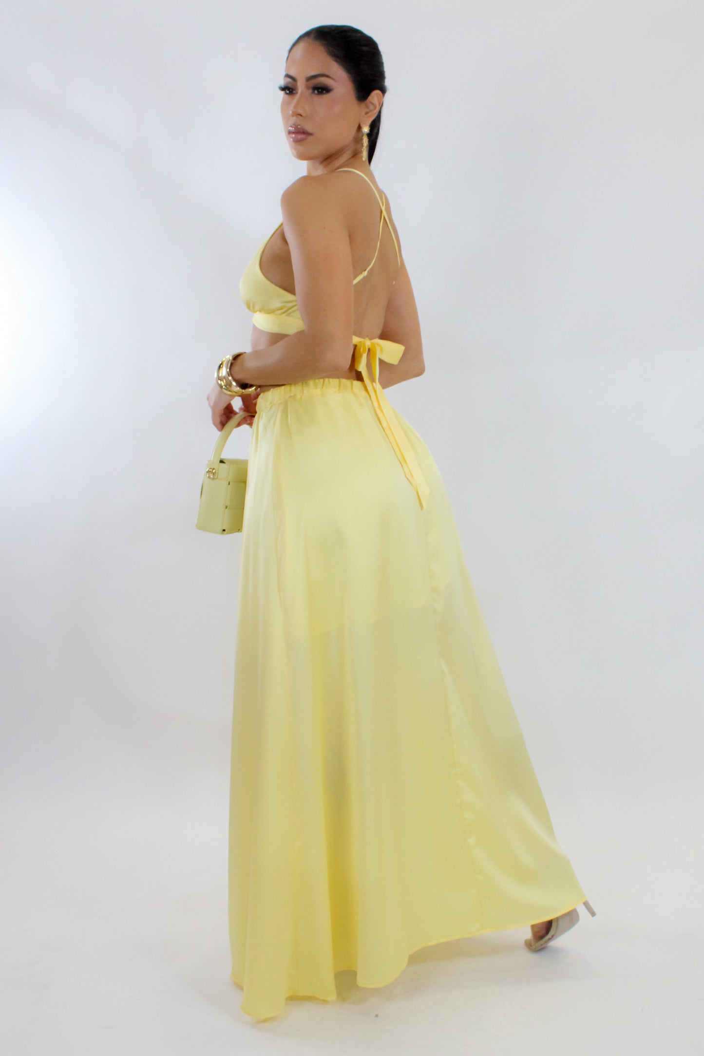 Slowing Down Skirt Set - Yellow