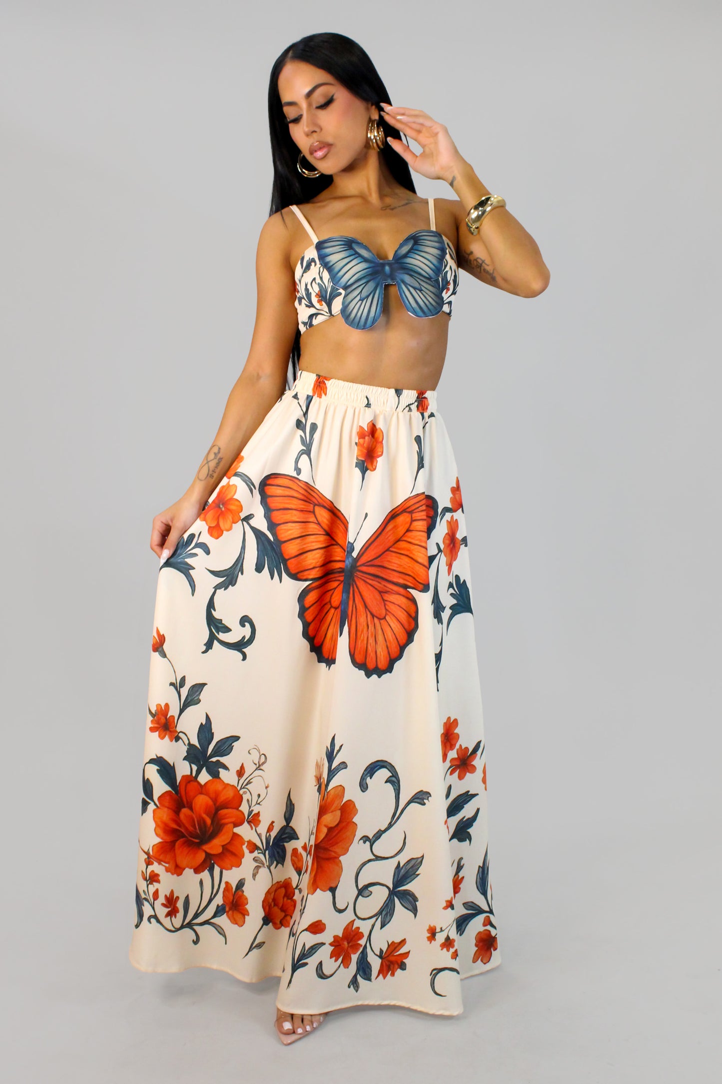 Buterflying It Skirt Set - Multi-Blue