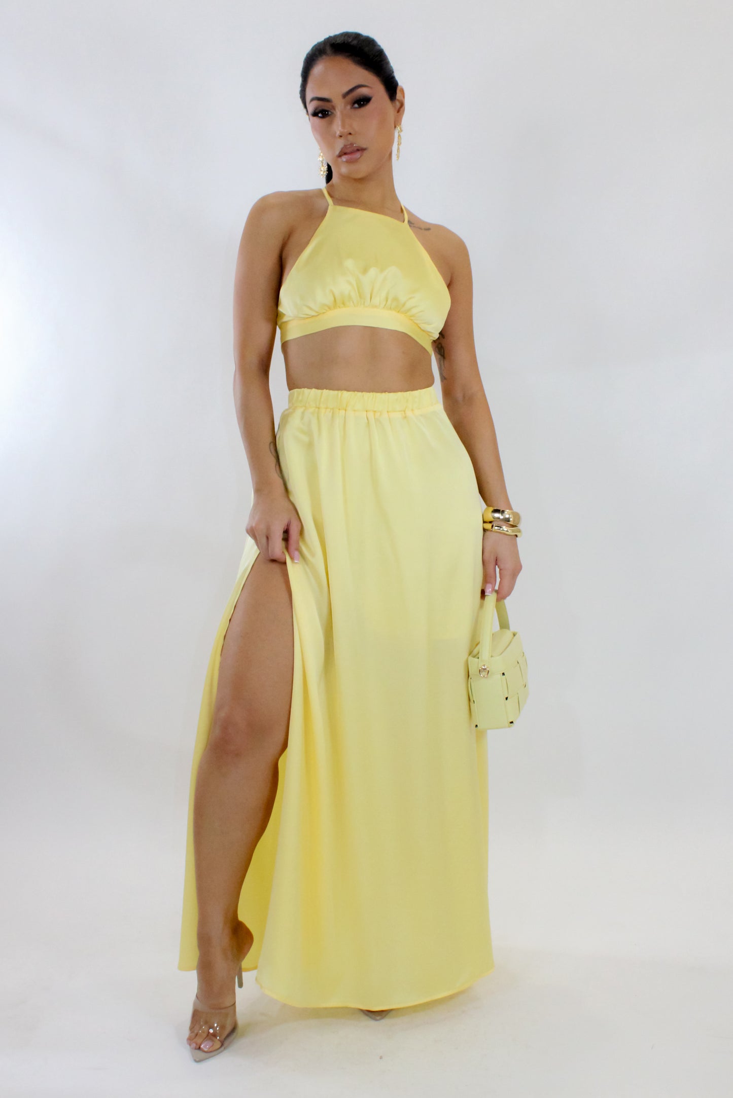 Slowing Down Skirt Set - Yellow