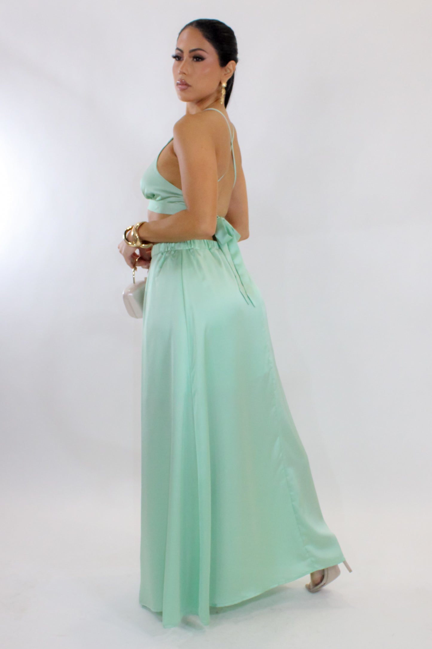 Slowing Down Skirt Set - Green