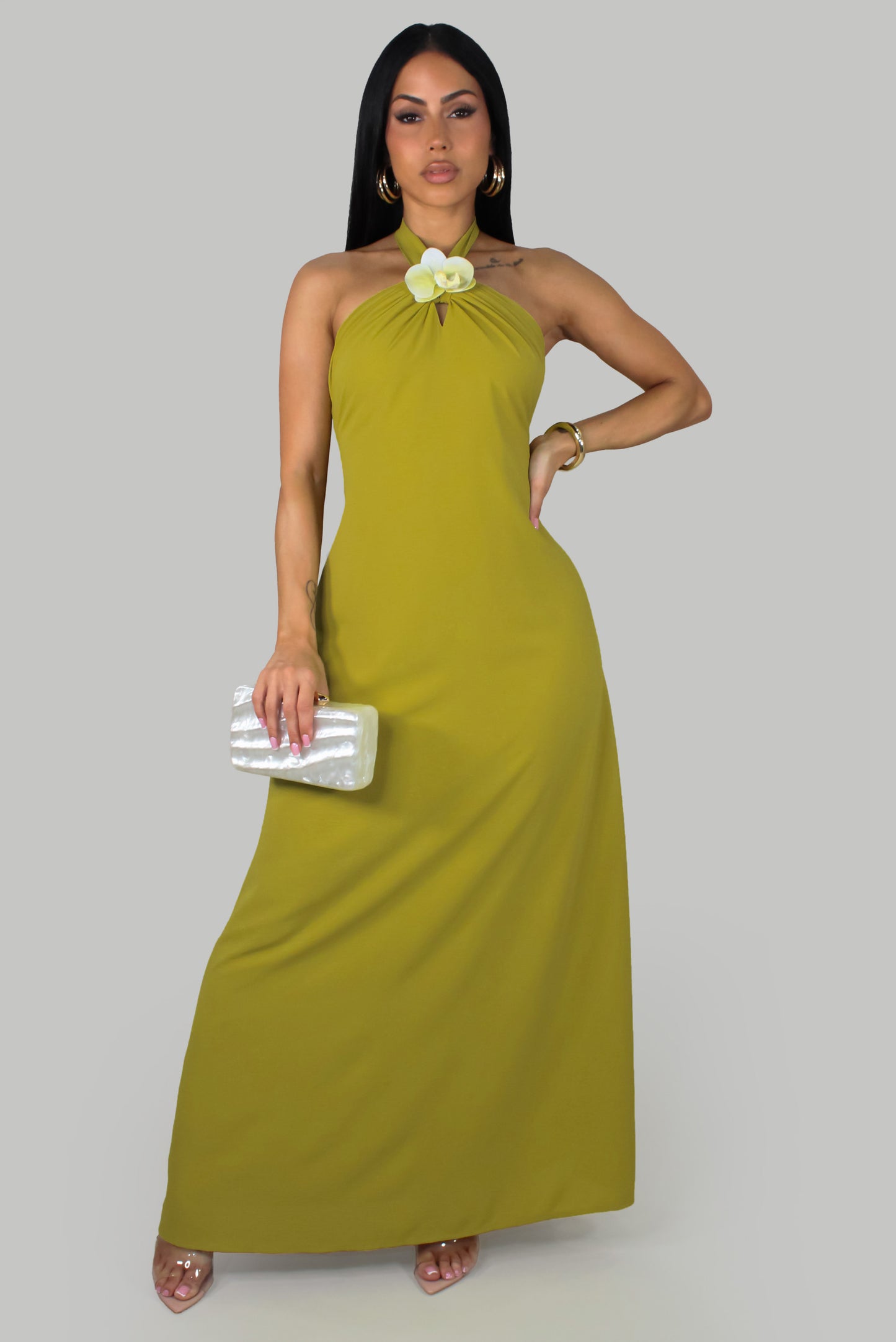 Orchid Glow Maxi Dress - Citron