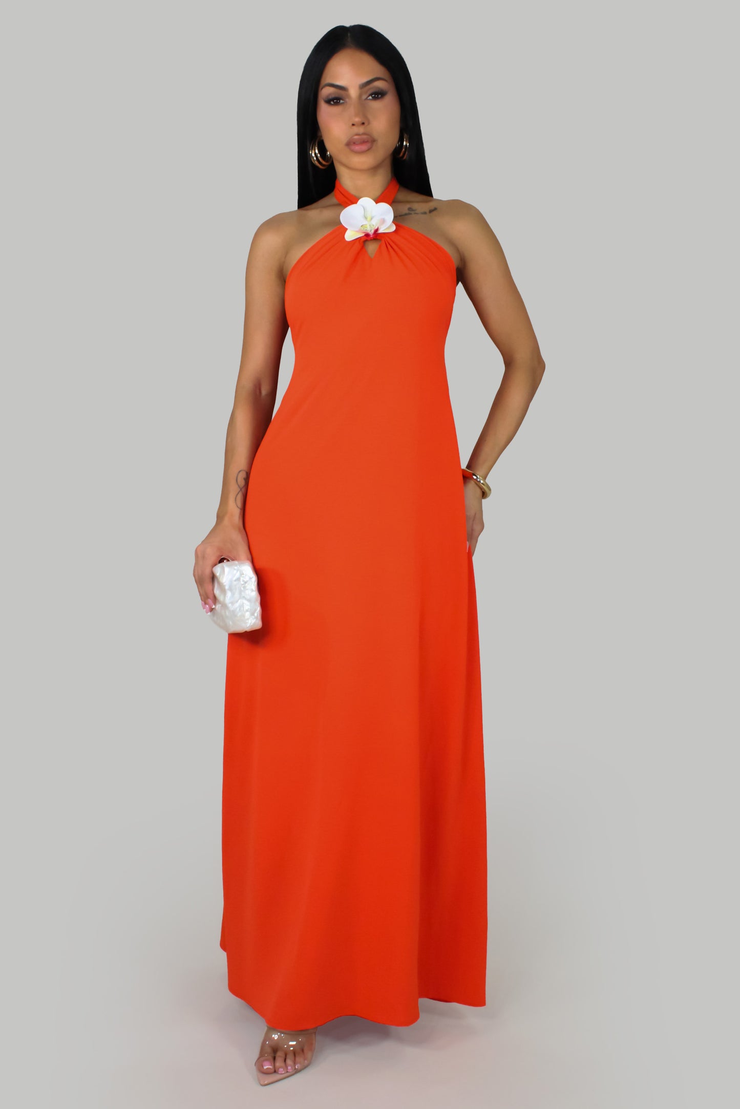 Bloom Up Dress -Orange
