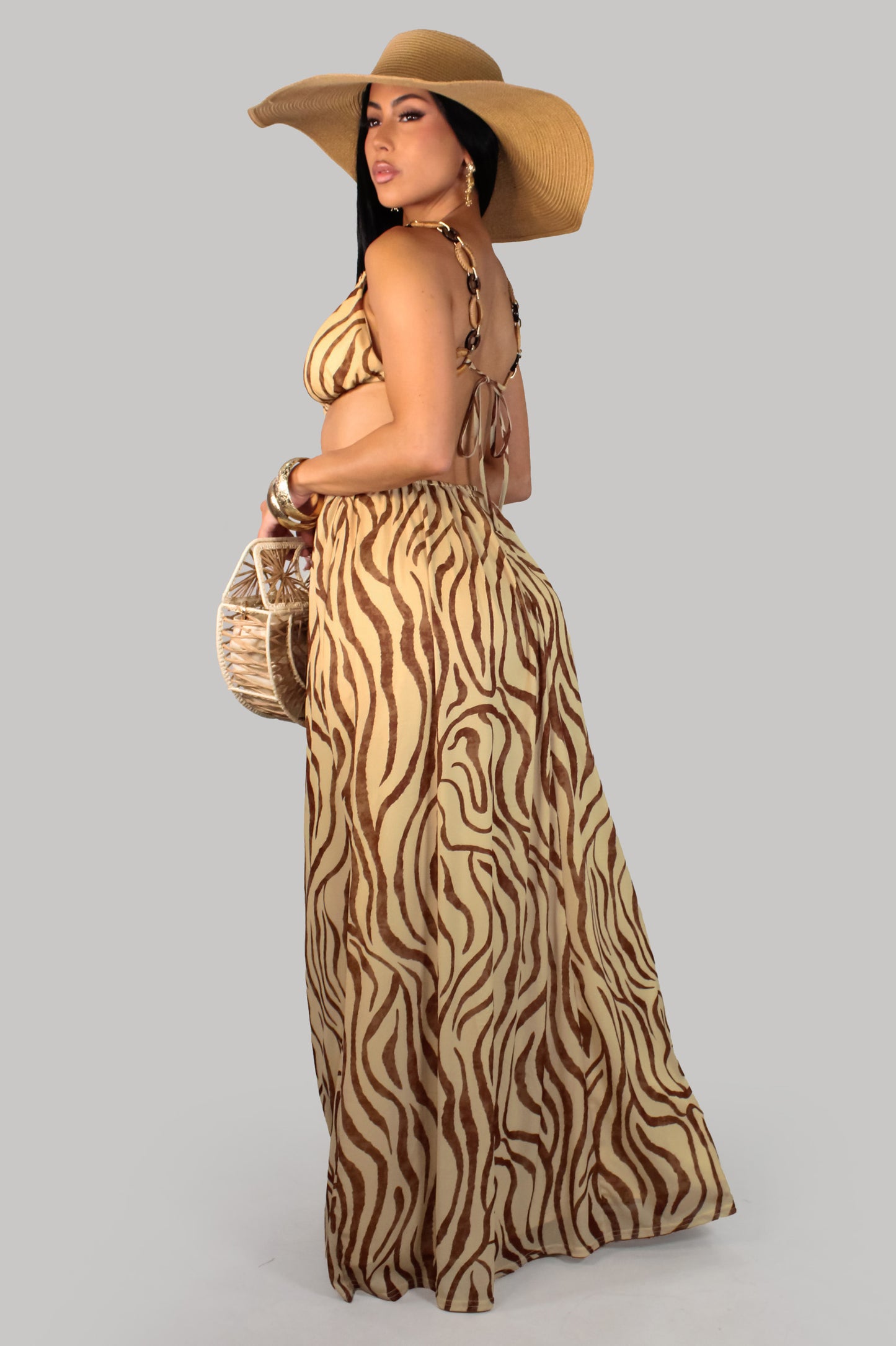 Irresistibly Dress- Brown-Print
