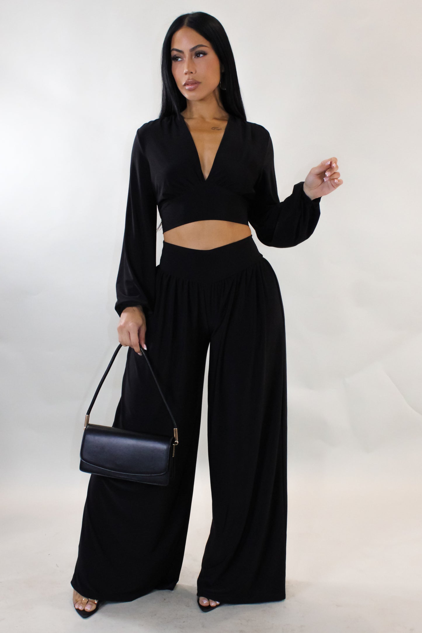 Talk To Me Pant Set - Black