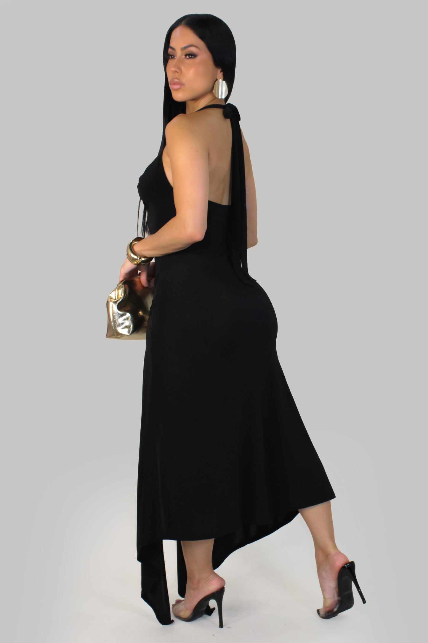 Monroe Drape Dress- Black